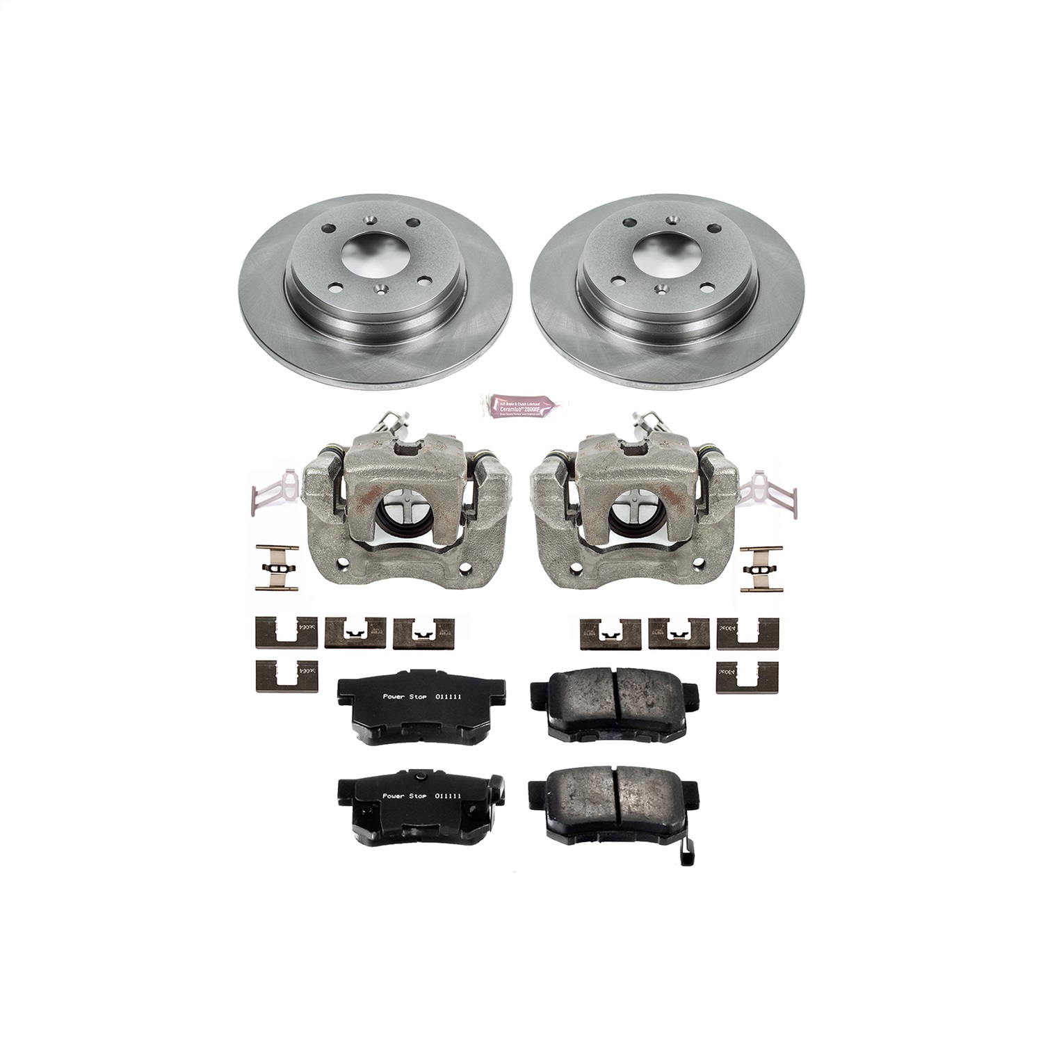 Power Stop - KCOE407 - Rear - Disc Brake Pad/Caliper and Rotor Kit
