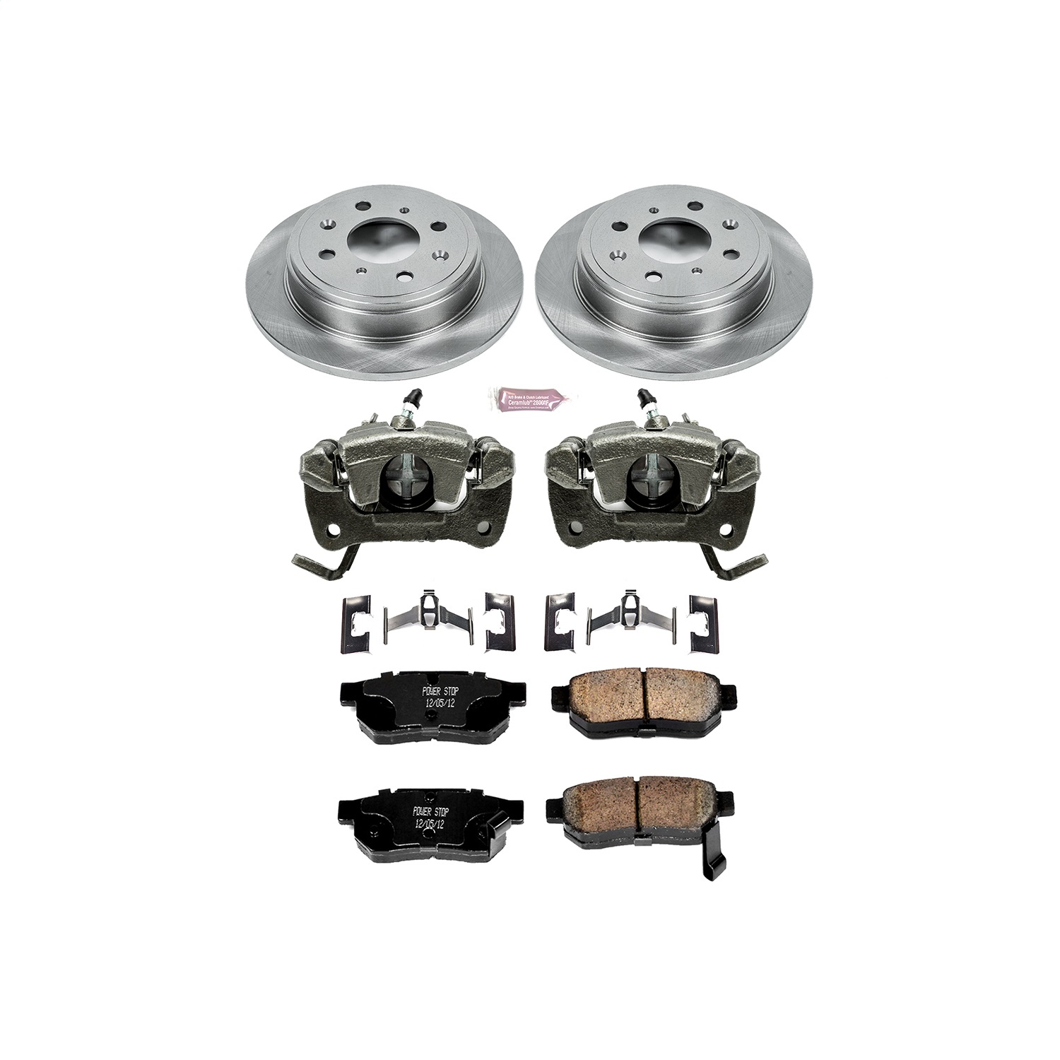 Power Stop - KCOE408 - Rear - Disc Brake Pad/Caliper and Rotor Kit