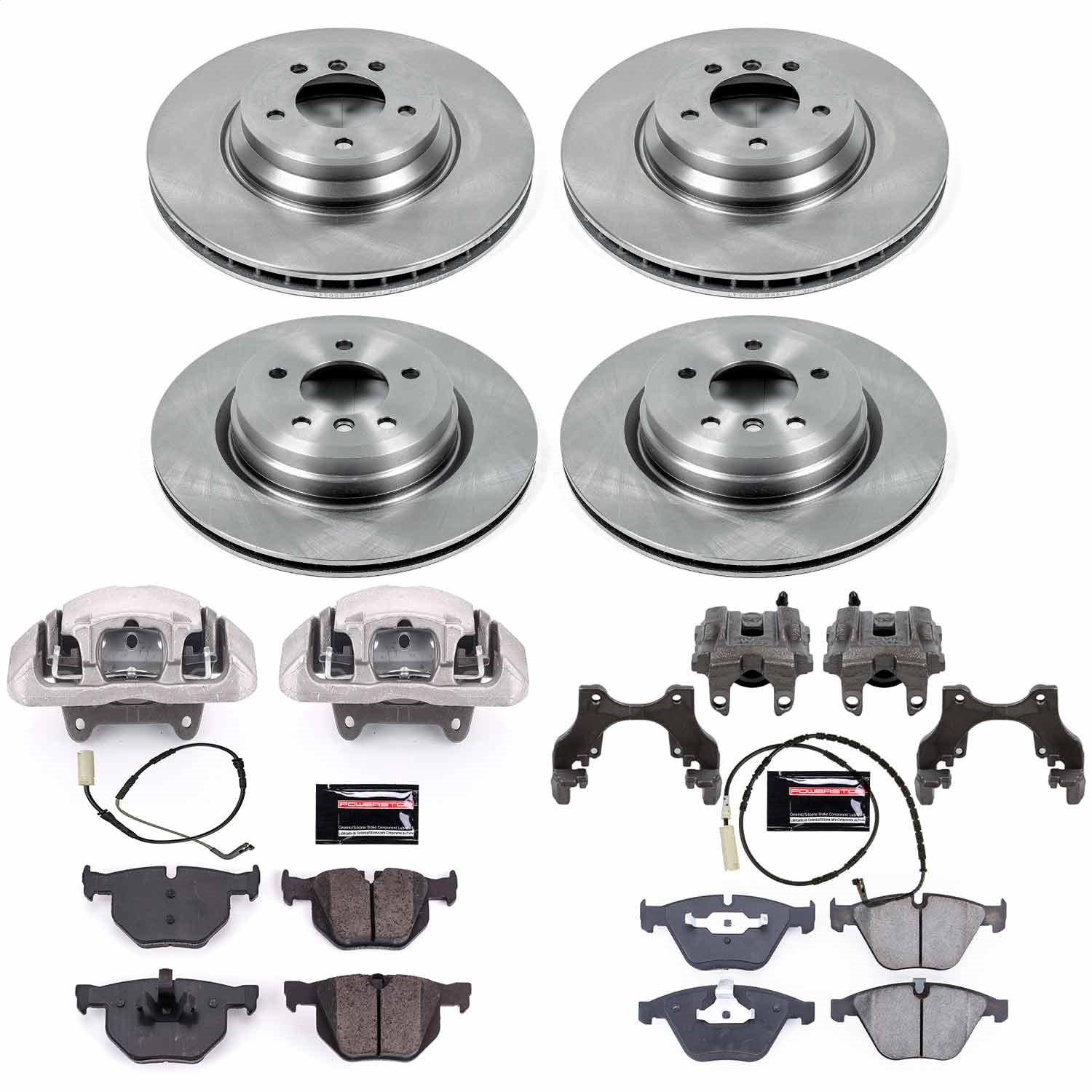 Power Stop - KCOE4094 - Front and Rear - Disc Brake Pad/Caliper and Rotor Kit