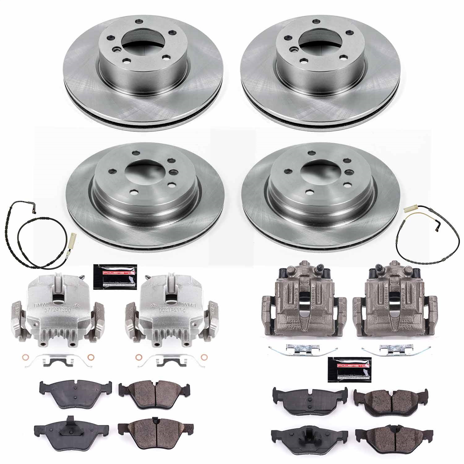 Power Stop - KCOE4102 - Front and Rear - Disc Brake Pad/Caliper and Rotor Kit