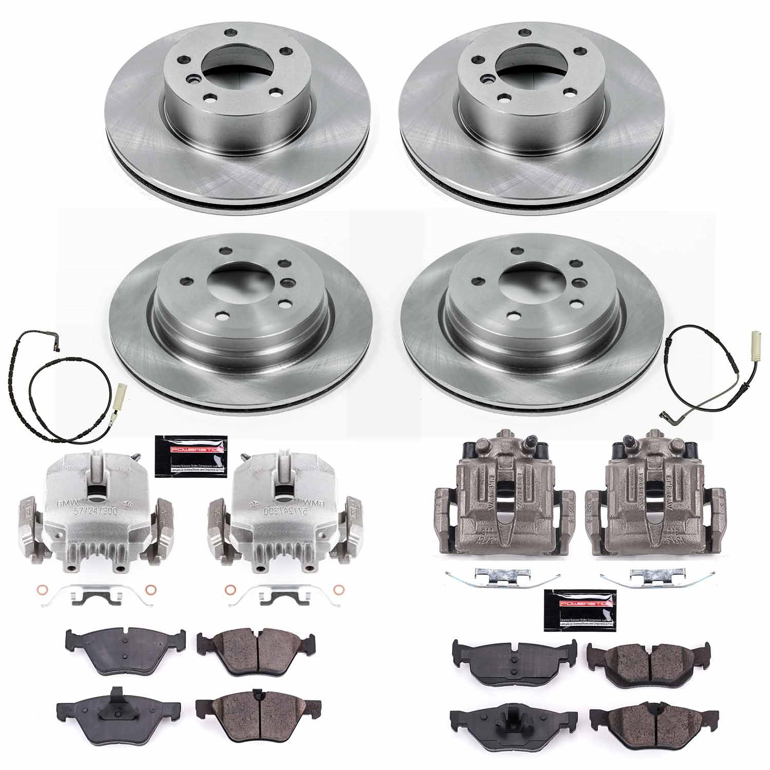 Power Stop - KCOE4103 - Front and Rear - Disc Brake Pad/Caliper and Rotor Kit