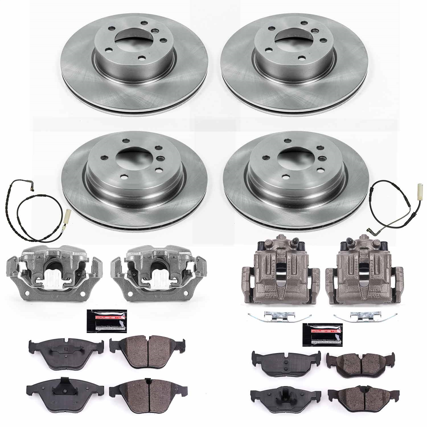 Power Stop - KCOE4104 - Front and Rear - Disc Brake Pad/Caliper and Rotor Kit