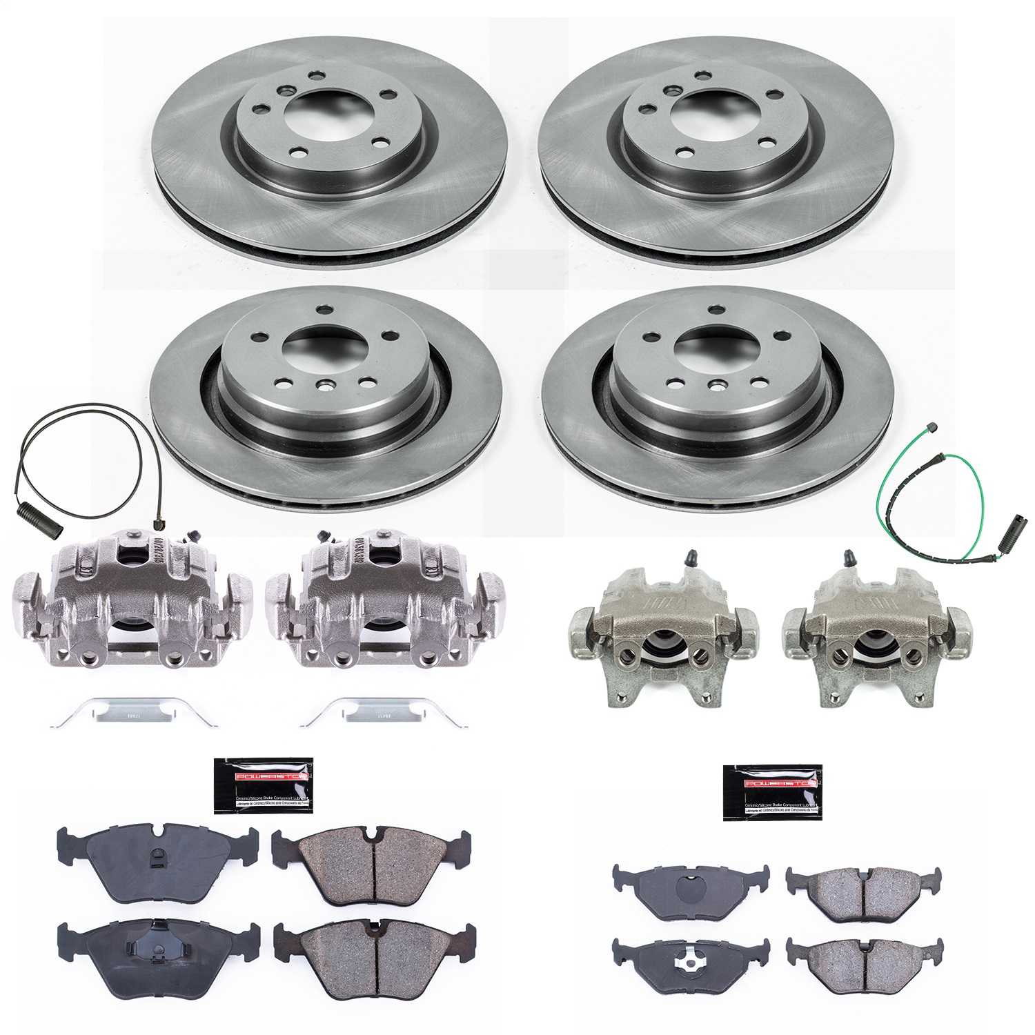 Power Stop - KCOE4229 - Front and Rear - Disc Brake Pad/Caliper and Rotor Kit