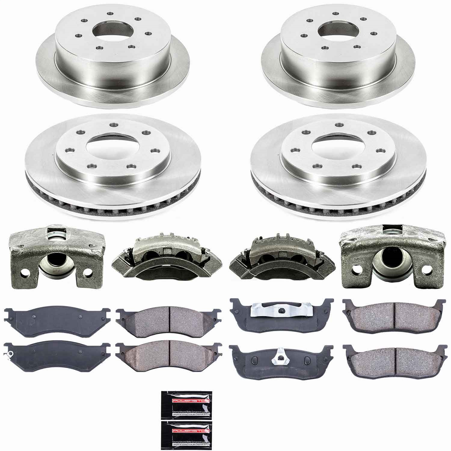 Power Stop - KCOE4391 - Front and Rear - Disc Brake Pad/Caliper and Rotor Kit