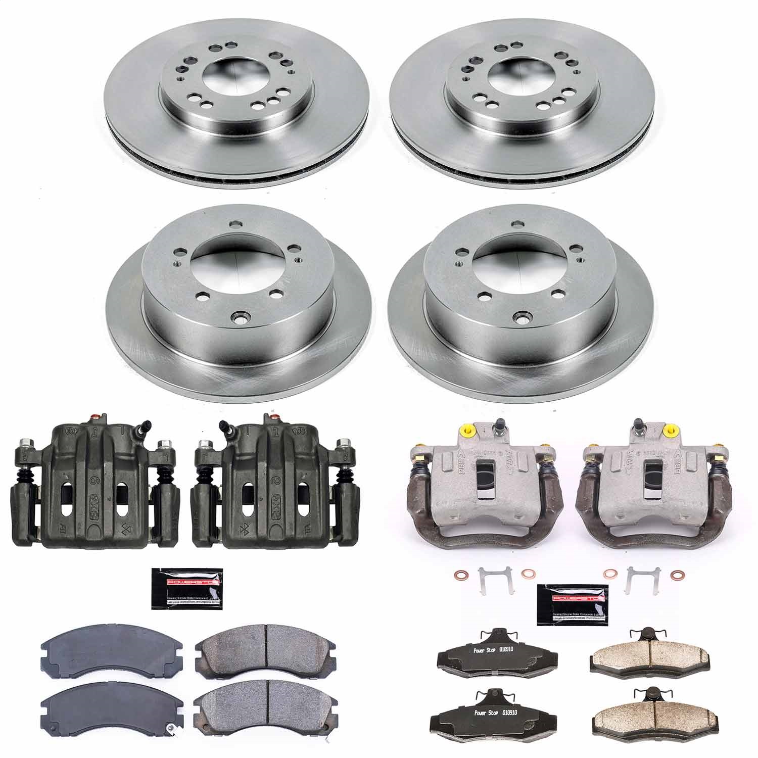 Power Stop - KCOE4396 - Front and Rear - Disc Brake Pad/Caliper and Rotor Kit