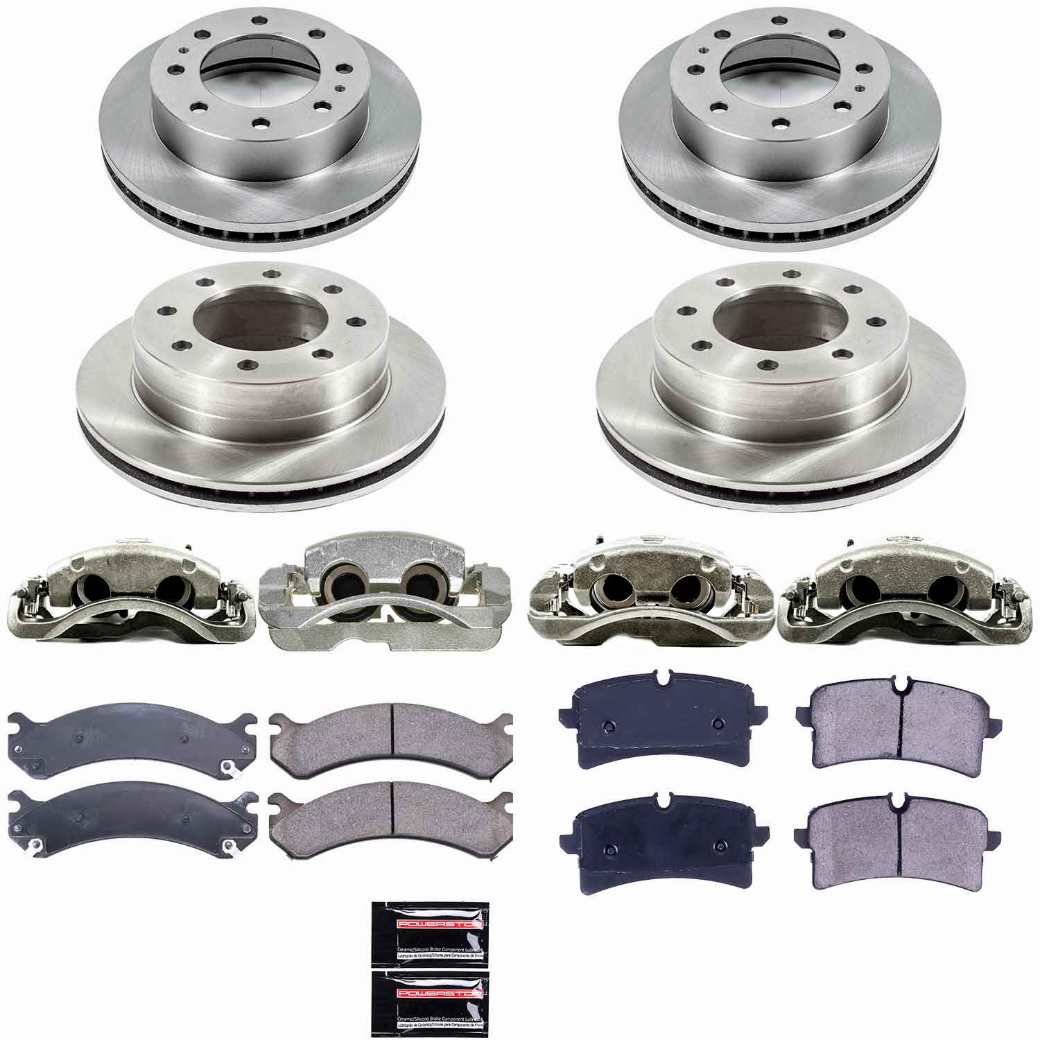Power Stop - KCOE4426 - Front and Rear - Disc Brake Pad/Caliper and Rotor Kit