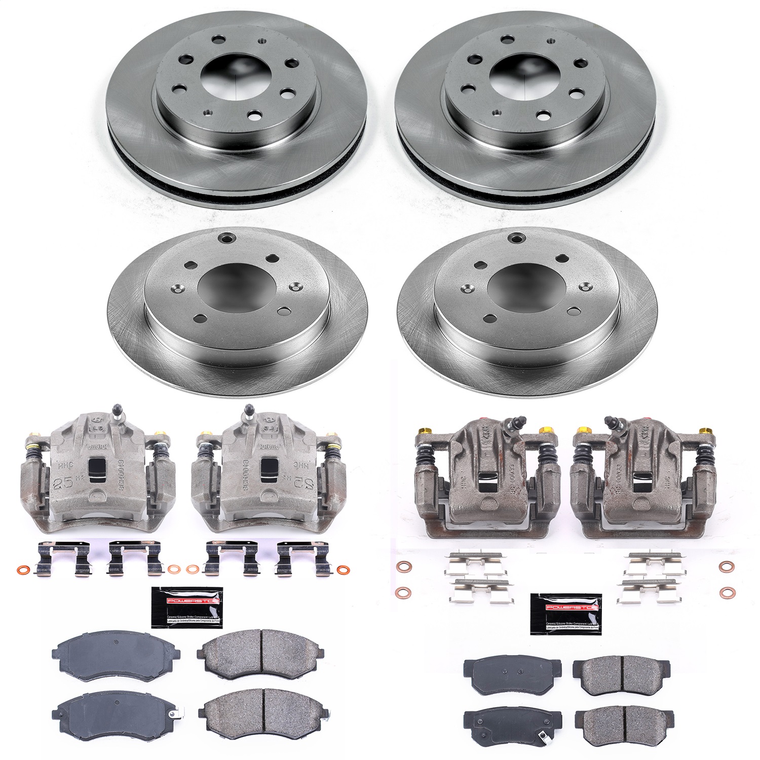 Power Stop - KCOE4444 - Front and Rear - Disc Brake Pad/Caliper and Rotor Kit