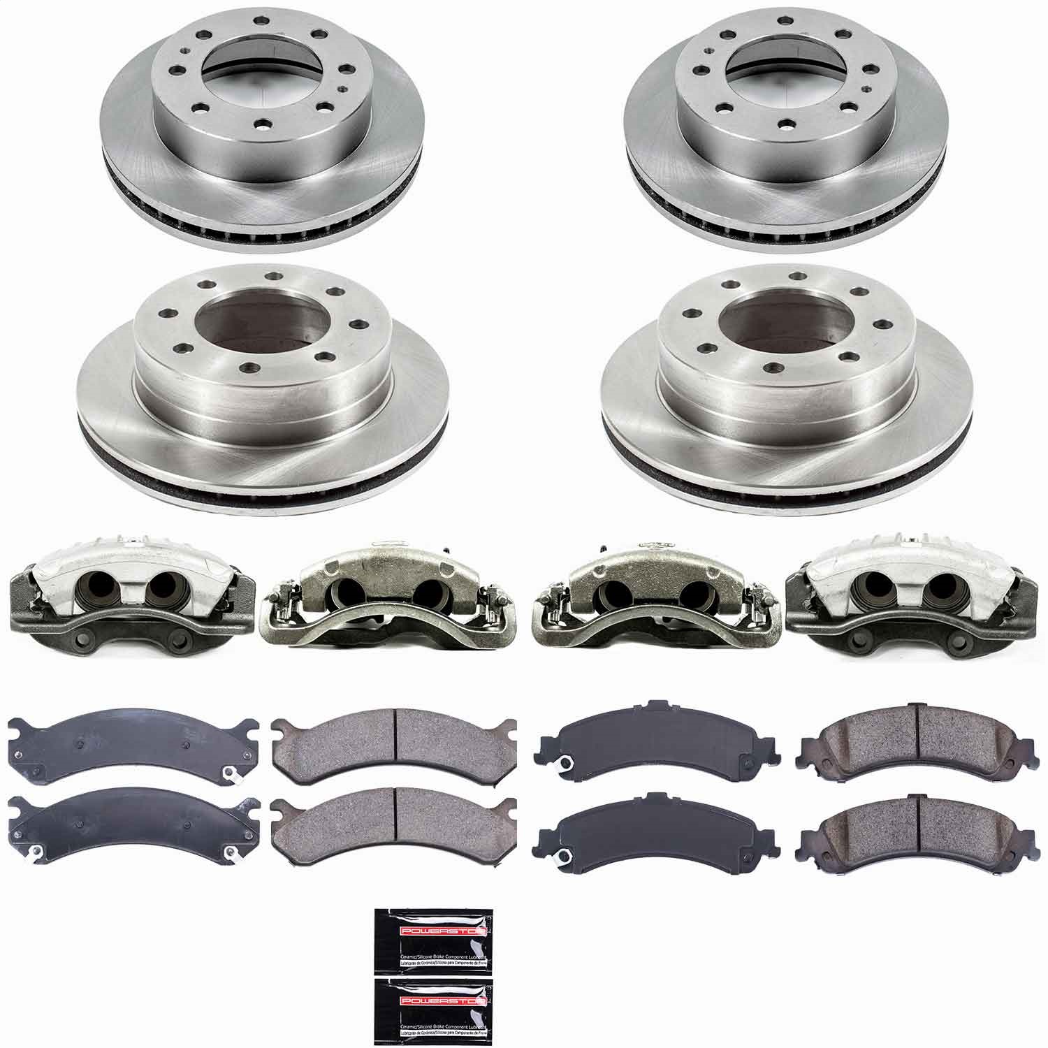 Power Stop - KCOE4454 - Front and Rear - Disc Brake Pad/Caliper and Rotor Kit