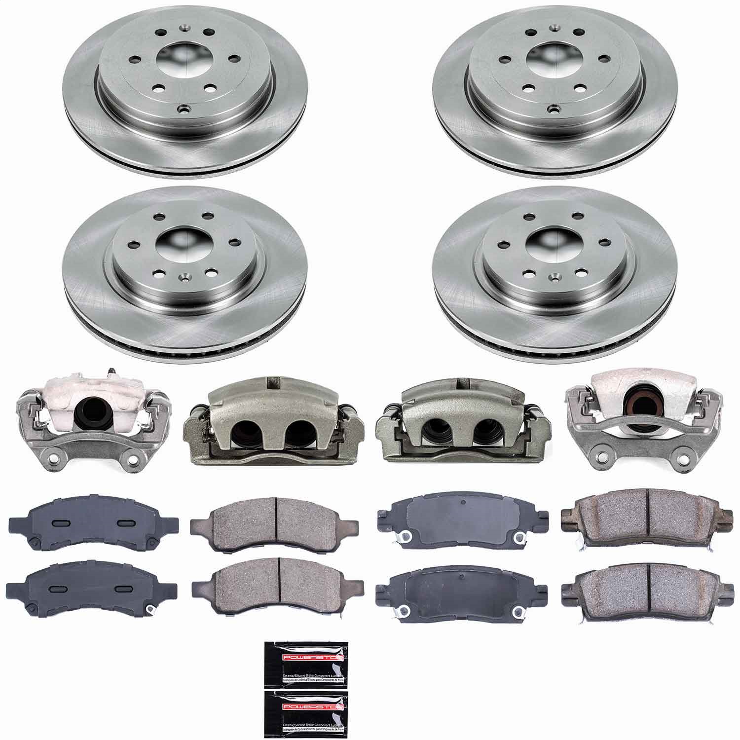 Power Stop - KCOE4466 - Front and Rear - Disc Brake Pad/Caliper and Rotor Kit