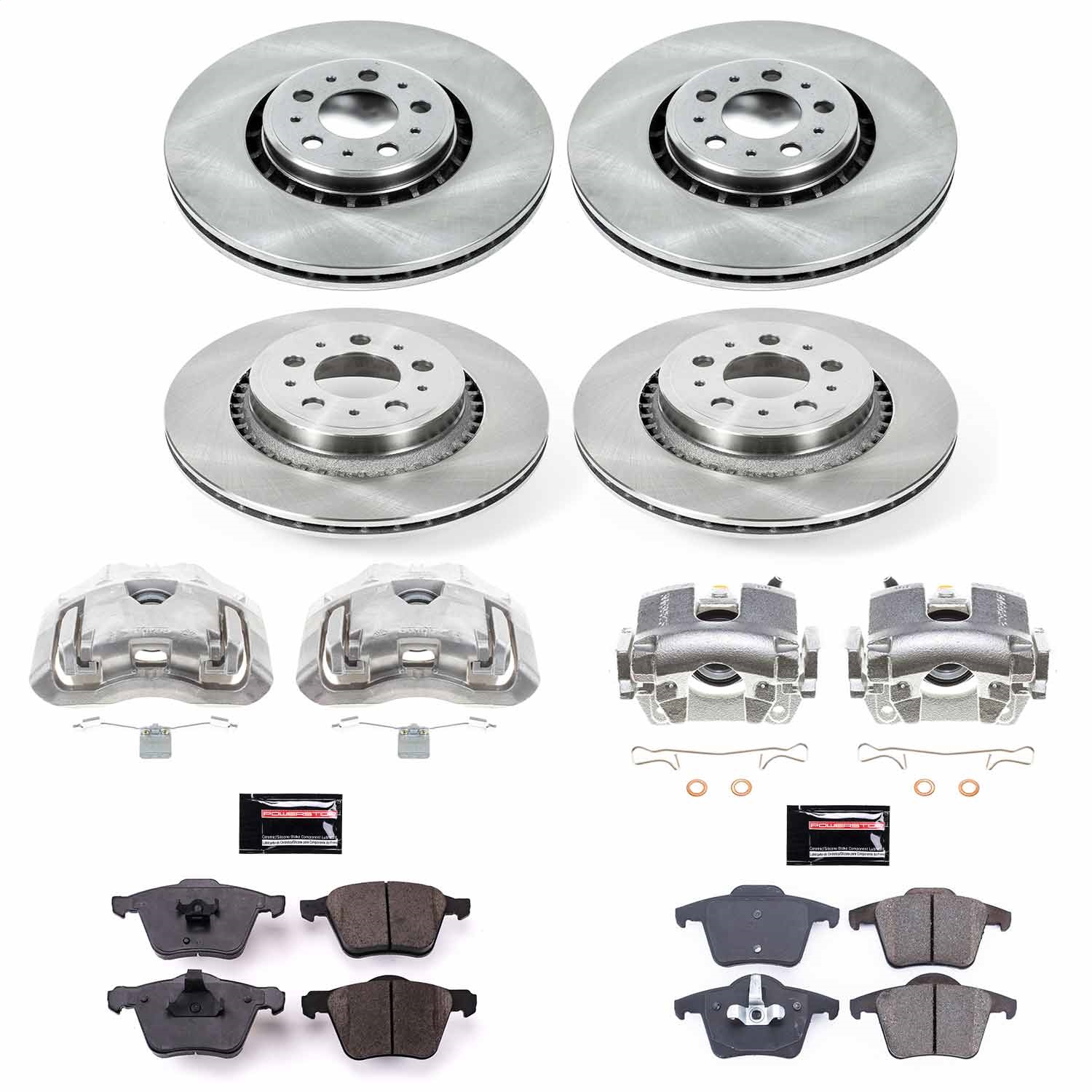 Power Stop - KCOE4502 - Front and Rear - Disc Brake Pad/Caliper and Rotor Kit