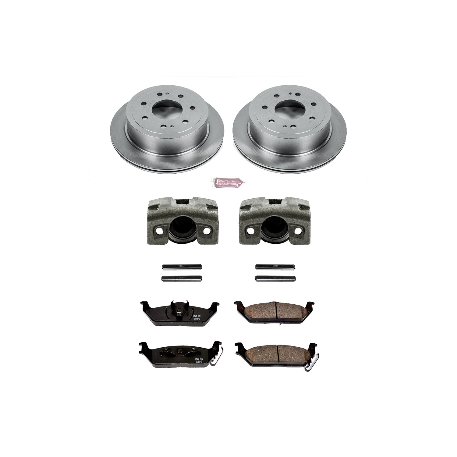 Power Stop - KCOE4556 - Rear - Disc Brake Pad/Caliper and Rotor Kit