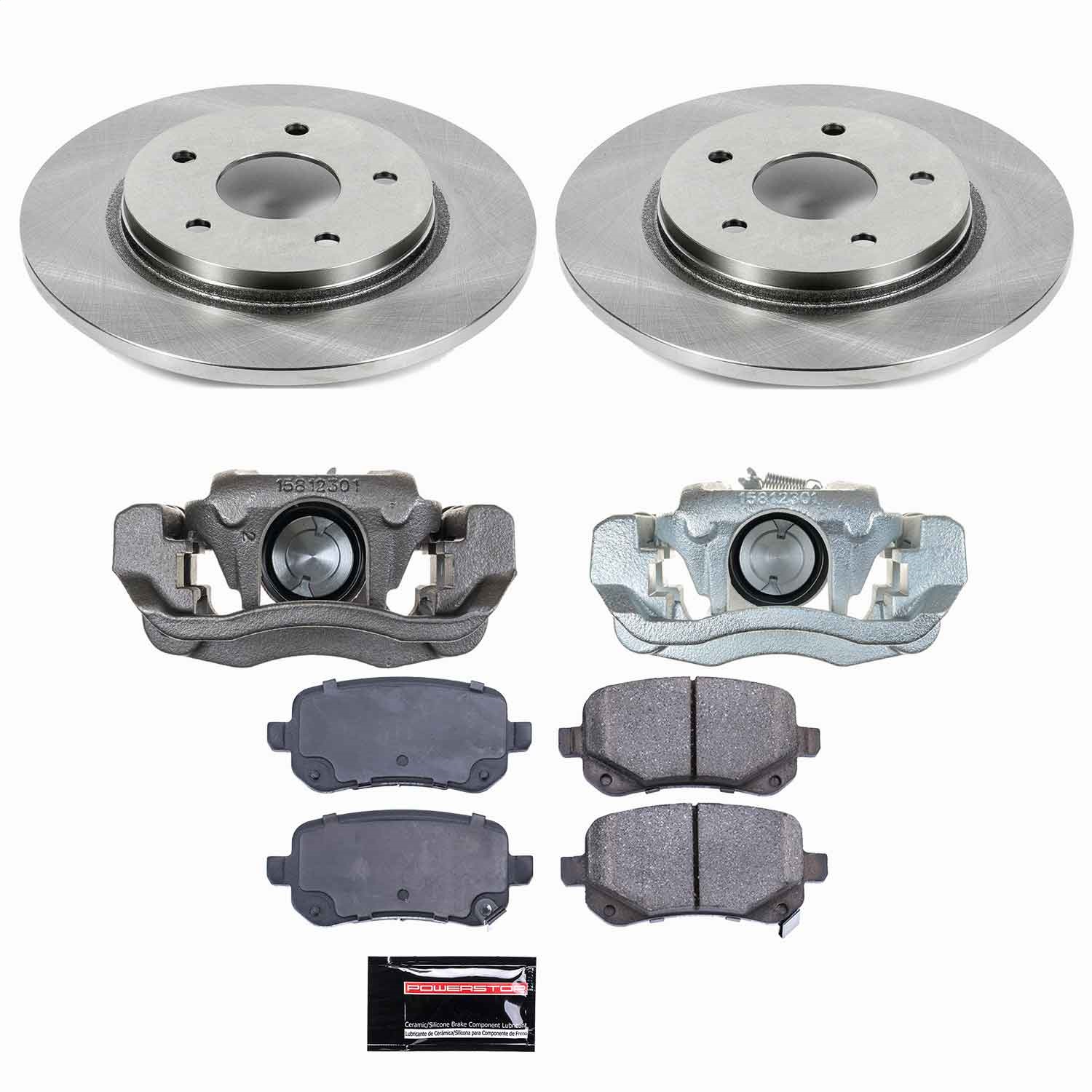 Power Stop - KCOE4569 - Rear - Disc Brake Pad/Caliper and Rotor Kit