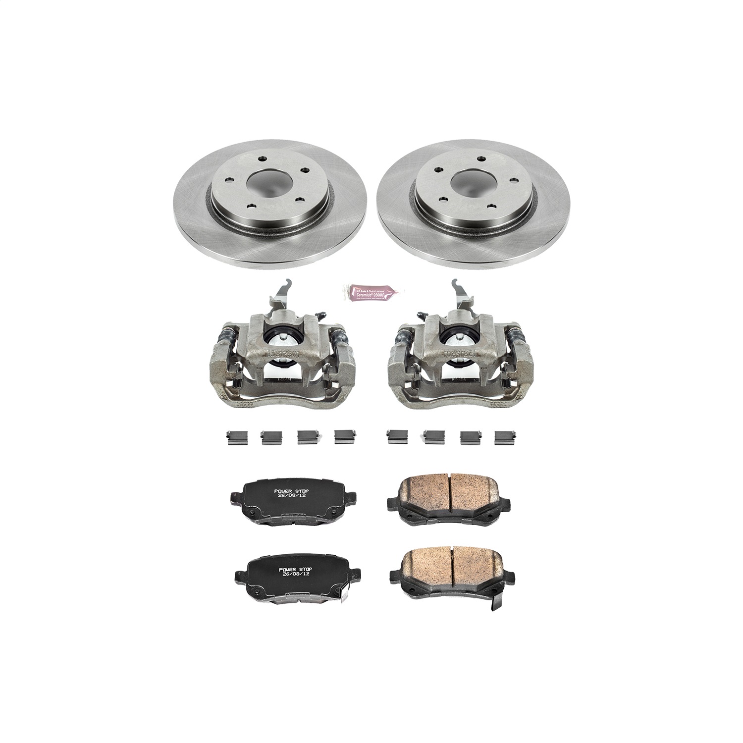 Power Stop - KCOE4569A - Rear - Disc Brake Pad/Caliper and Rotor Kit