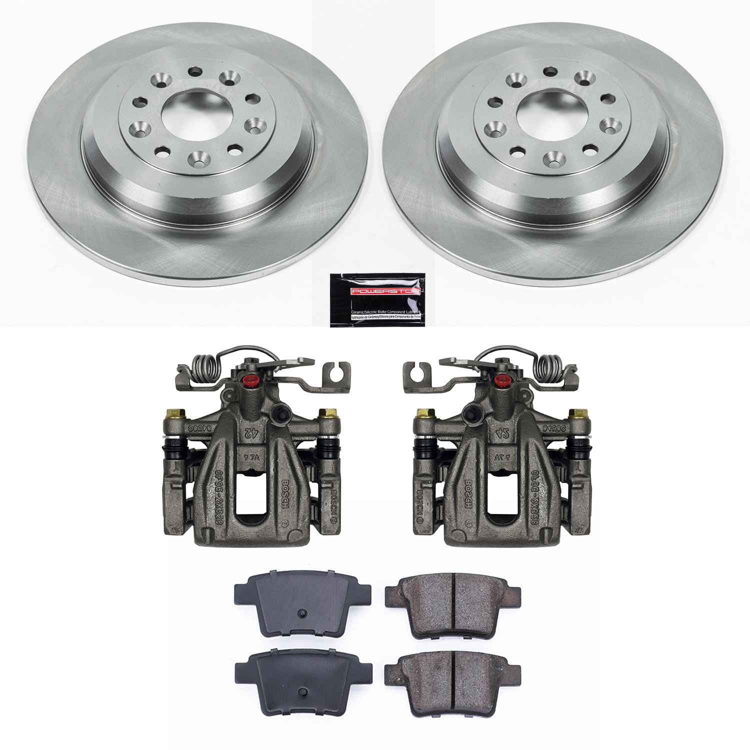 Power Stop - KCOE4600 - Rear - Disc Brake Pad/Caliper and Rotor Kit