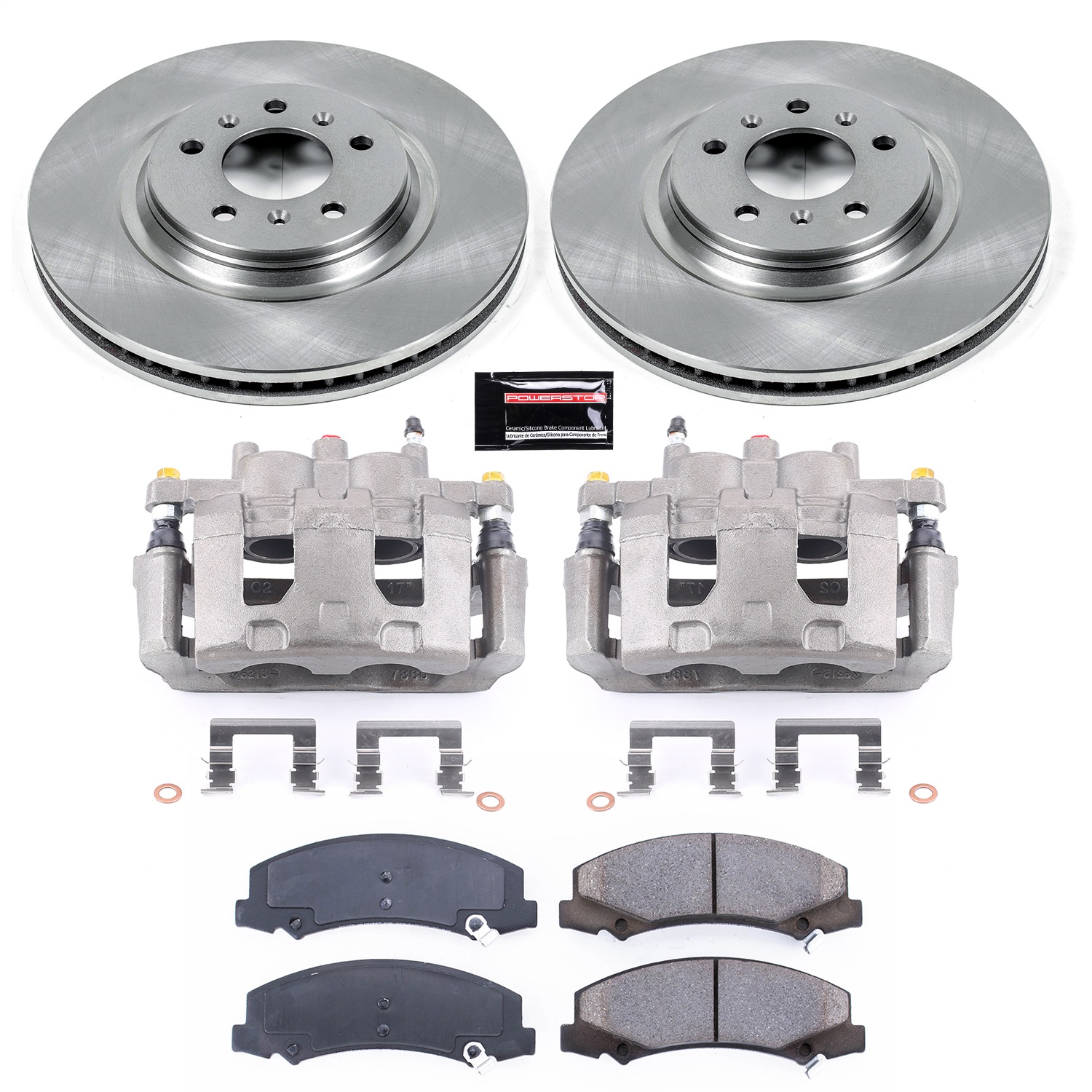 Power Stop - KCOE4654 - Front - Disc Brake Pad/Caliper and Rotor Kit