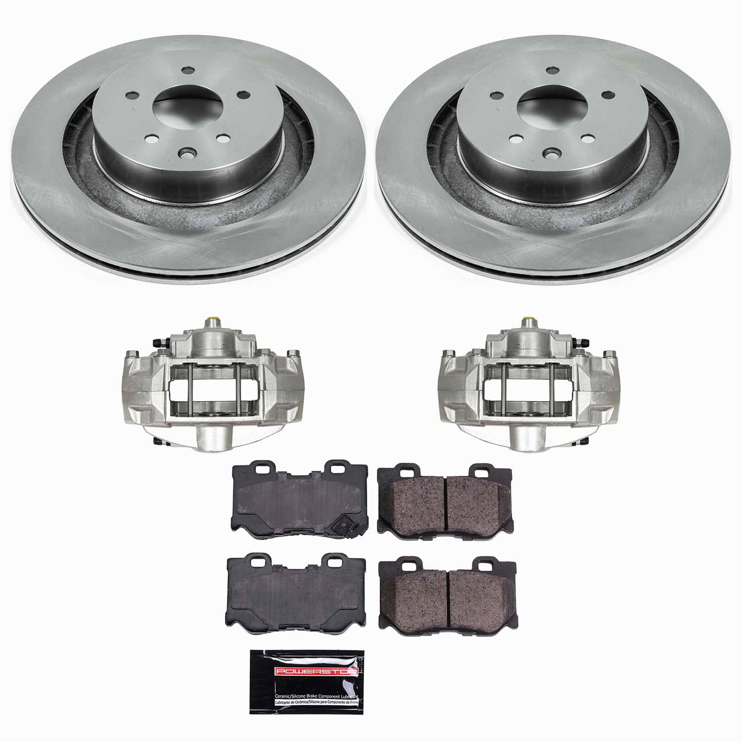 Power Stop - KCOE4732 - Rear - Disc Brake Pad/Caliper and Rotor Kit