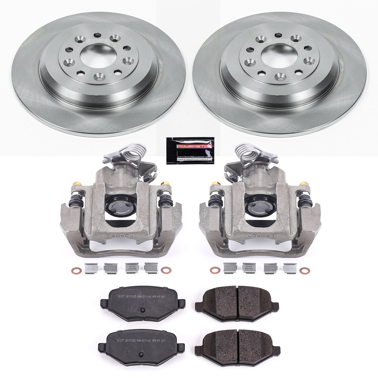 Power Stop - KCOE4744A - Rear - Disc Brake Pad/Caliper and Rotor Kit