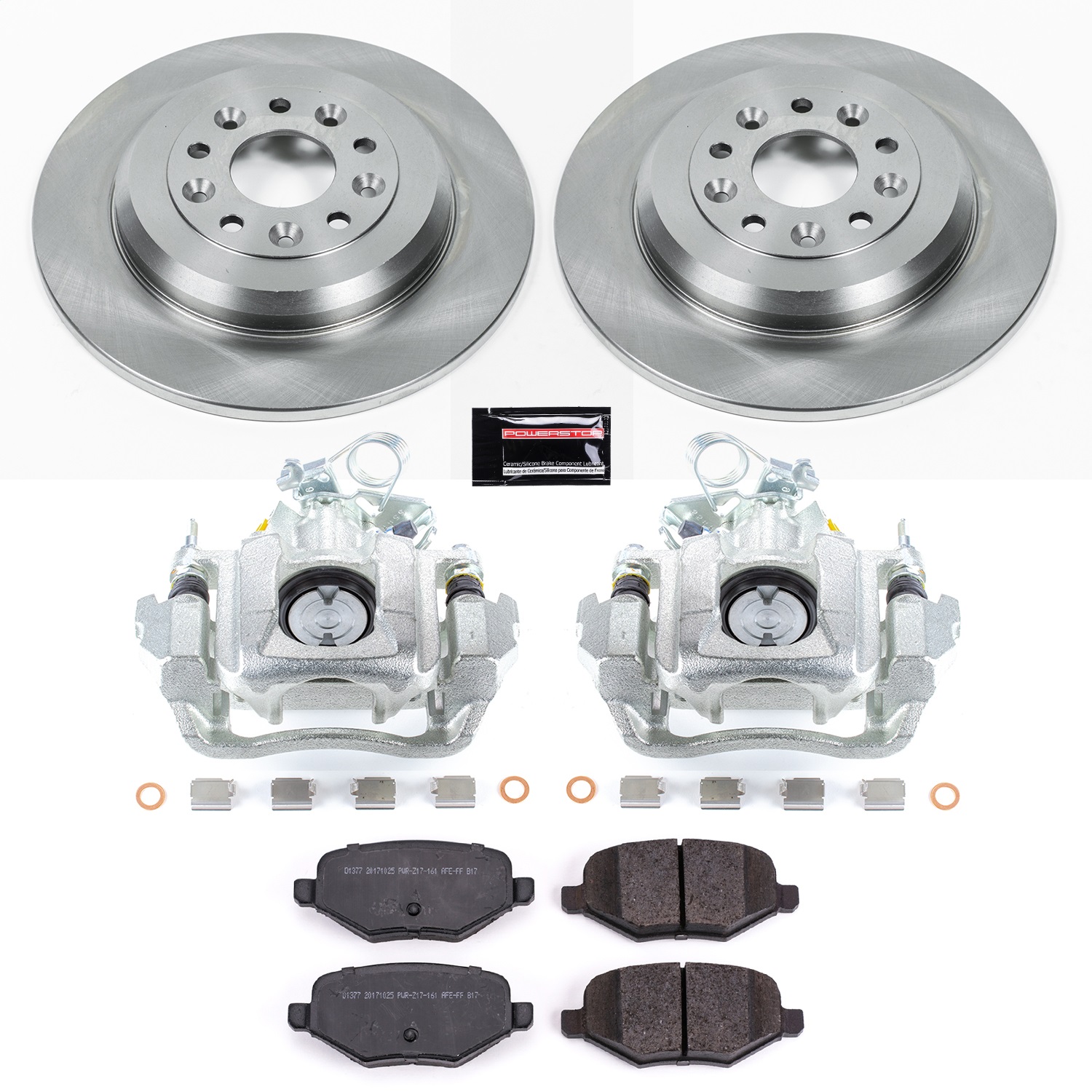Power Stop - KCOE4744C - Rear - Disc Brake Pad/Caliper and Rotor Kit