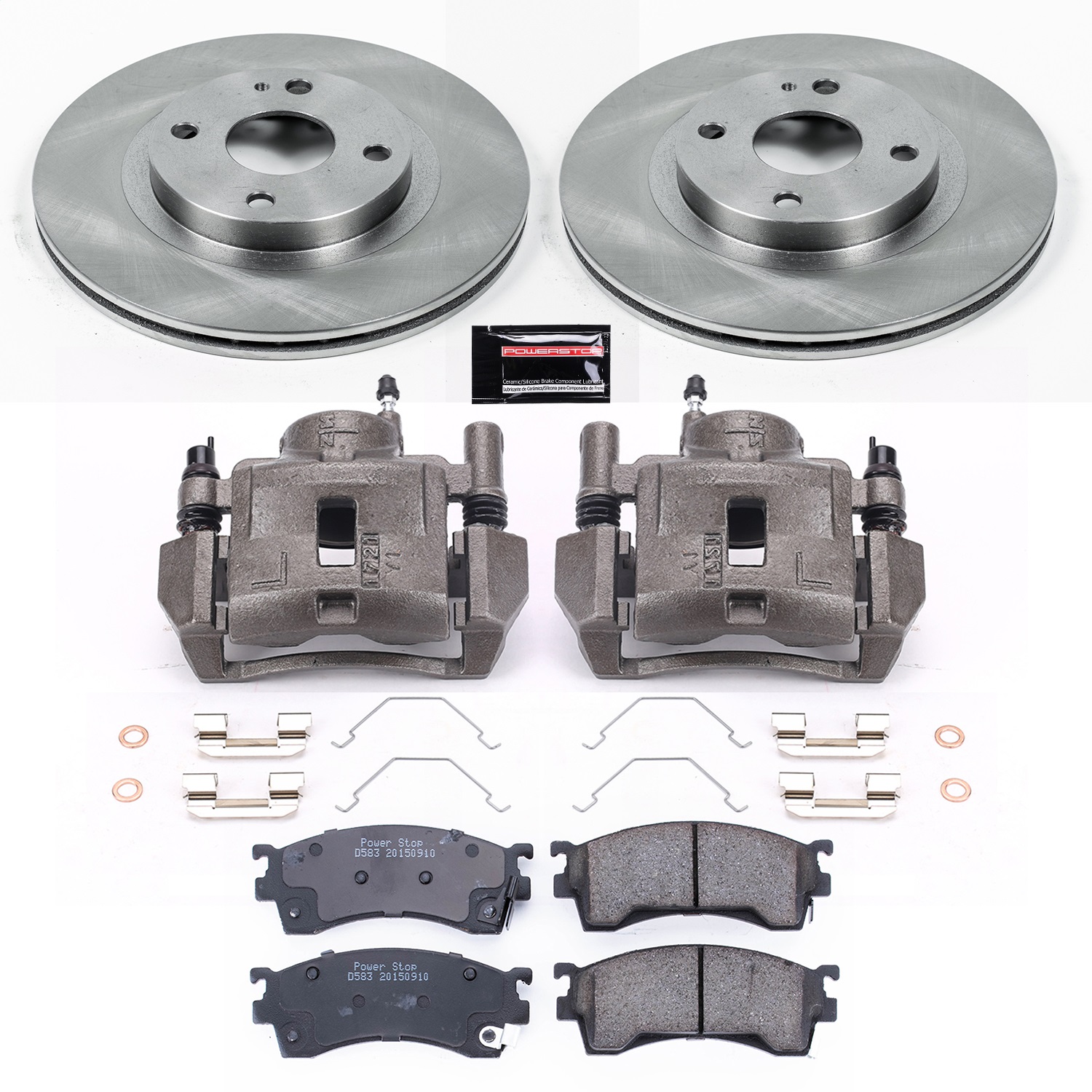 Power Stop - KCOE5031 - Front - Disc Brake Pad/Caliper and Rotor Kit