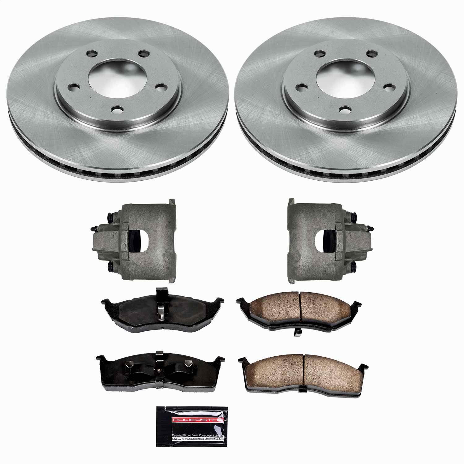 Power Stop - KCOE5035 - Front - Disc Brake Pad/Caliper and Rotor Kit