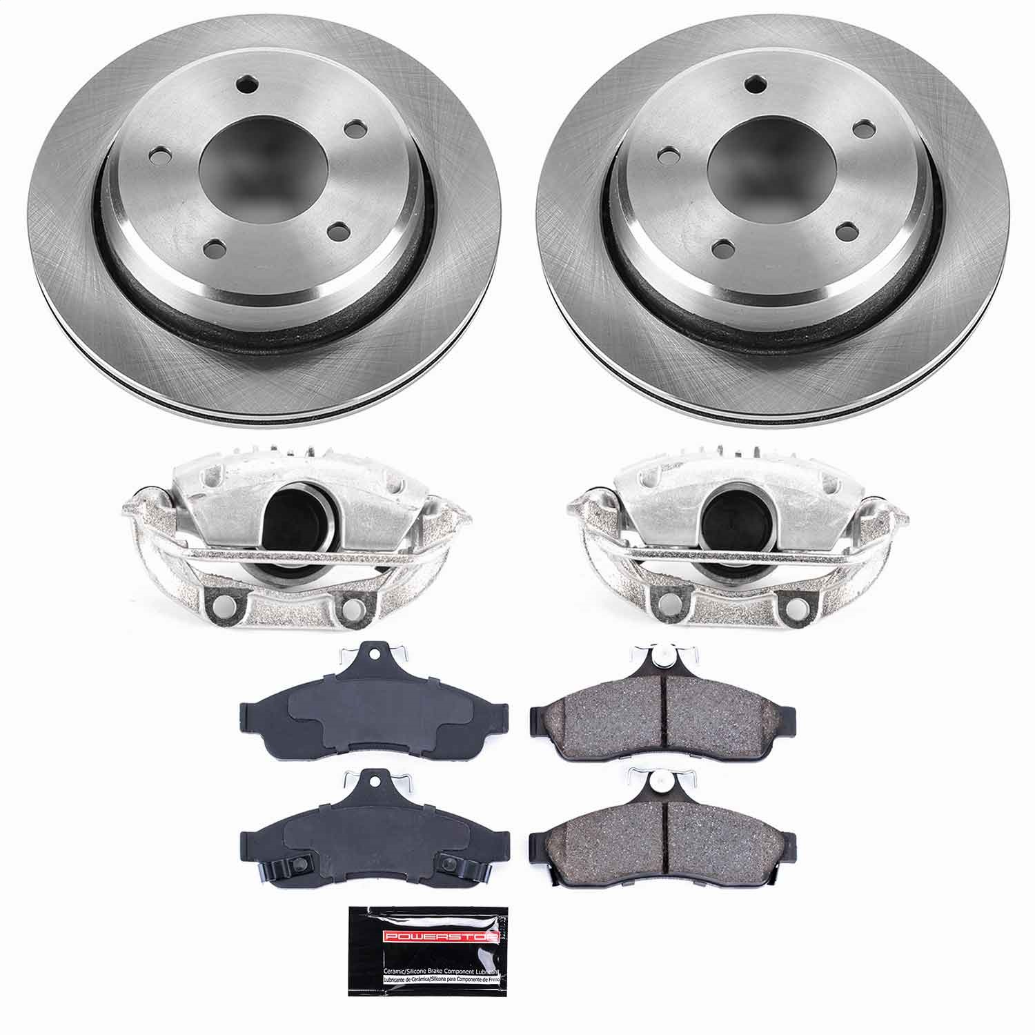 Power Stop - KCOE5064 - Rear - Disc Brake Pad/Caliper and Rotor Kit