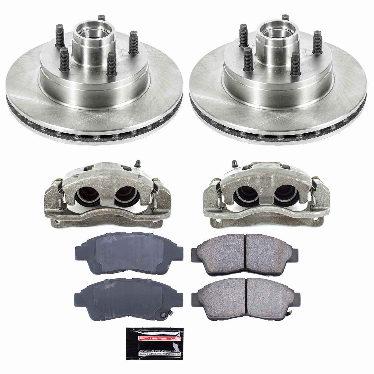 Power Stop - KCOE5079 - Front - Disc Brake Pad/Caliper and Rotor Kit