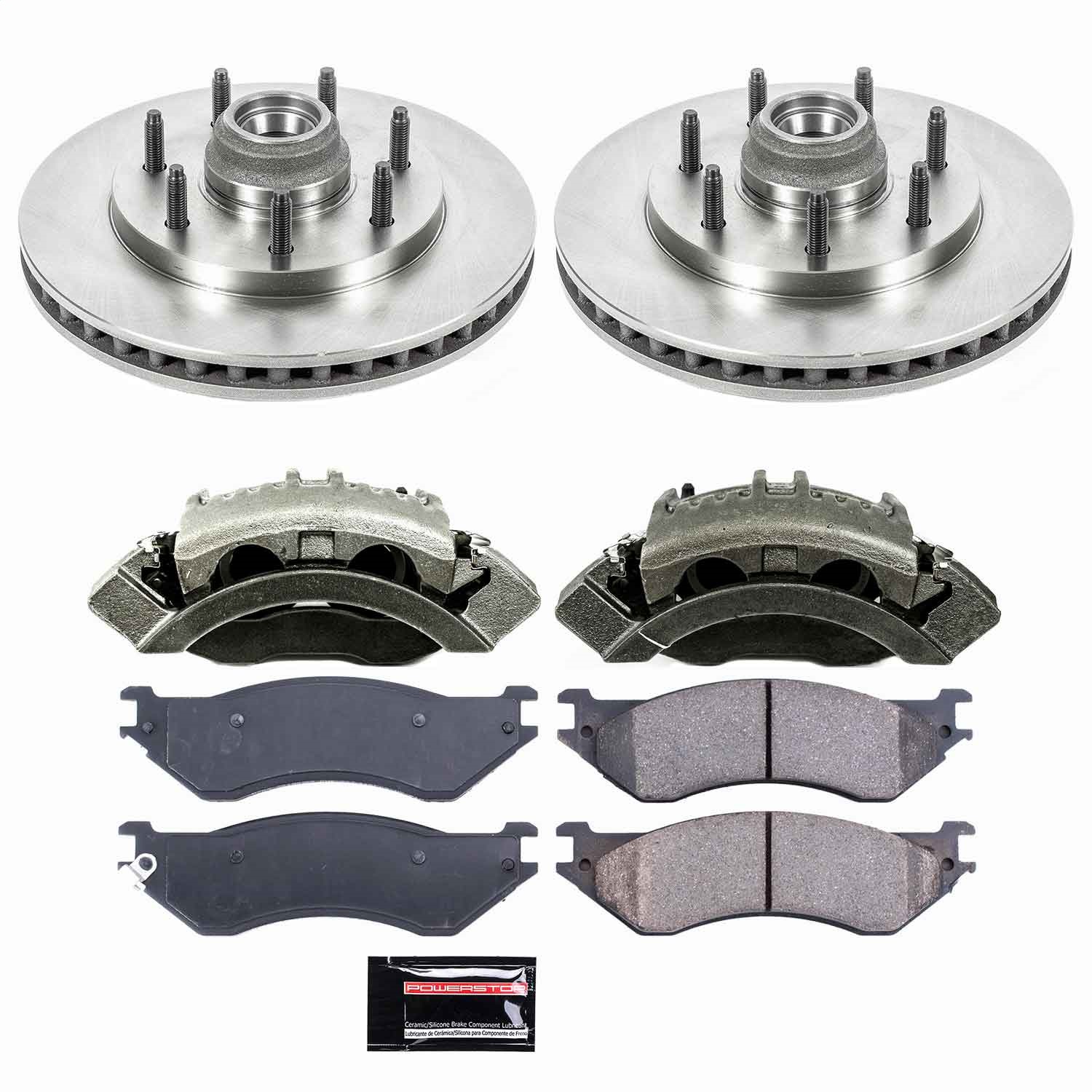 Power Stop - KCOE5138 - Front - Disc Brake Pad/Caliper and Rotor Kit