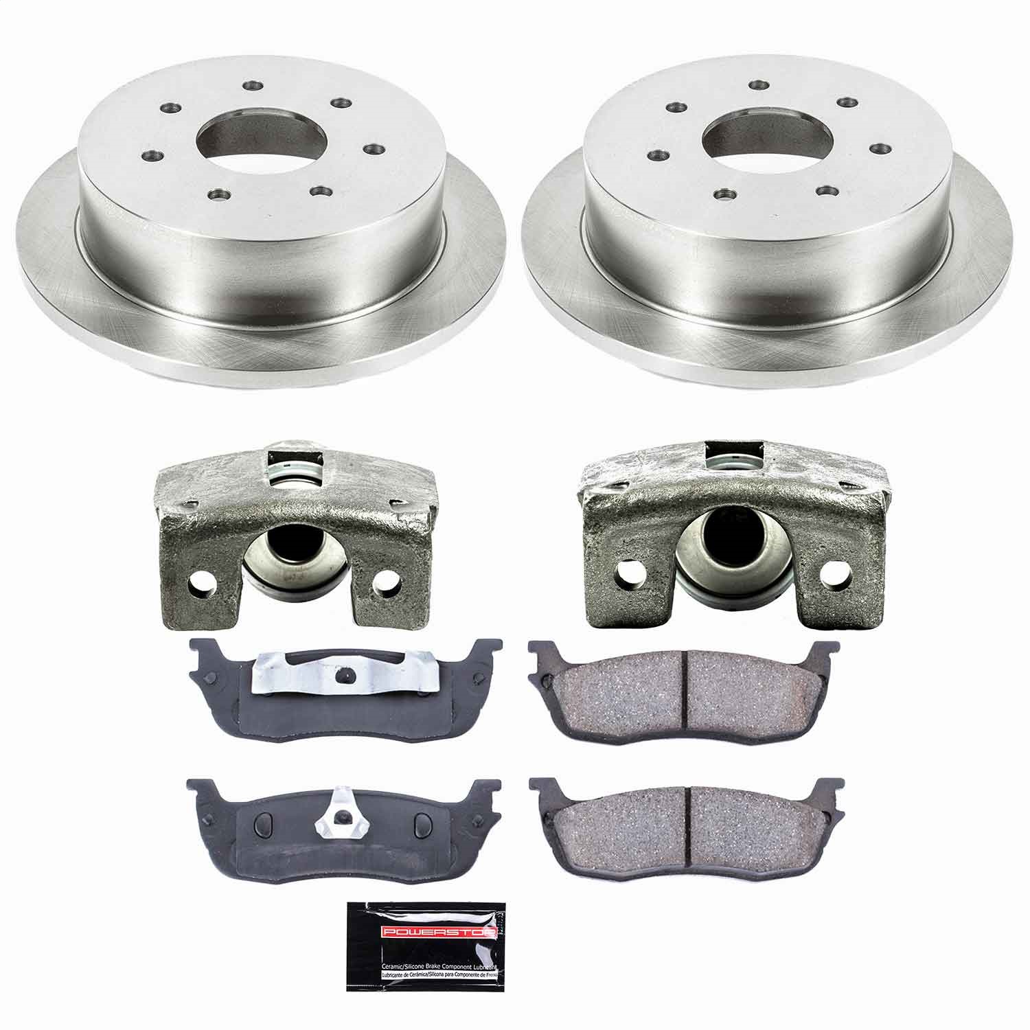 Power Stop - KCOE5147 - Rear - Disc Brake Pad/Caliper and Rotor Kit
