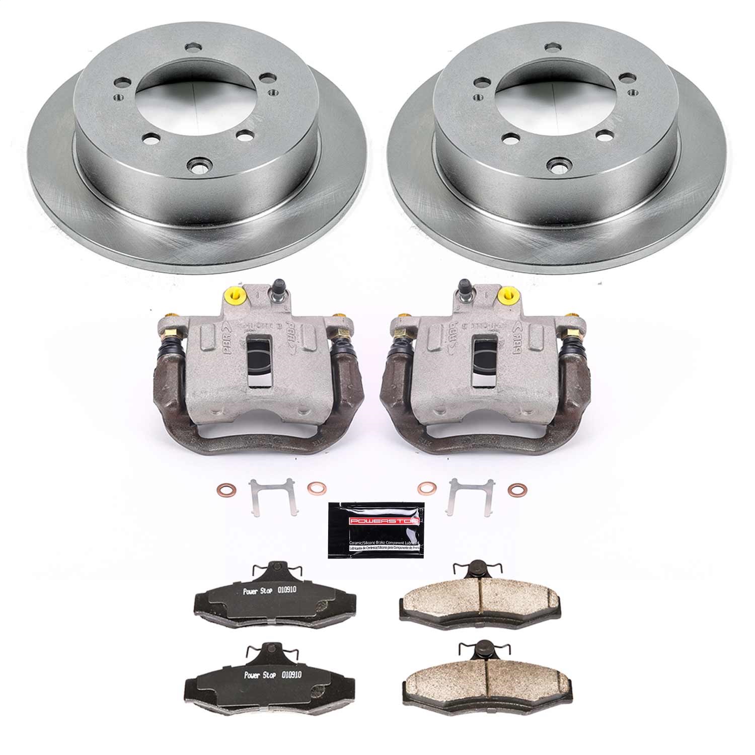 Power Stop - KCOE5153 - Rear - Disc Brake Pad/Caliper and Rotor Kit