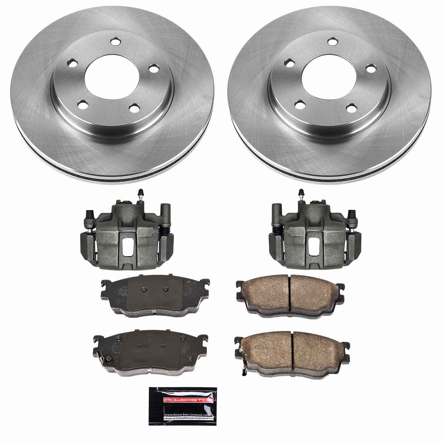Power Stop - KCOE5169A - Front - Disc Brake Pad/Caliper and Rotor Kit