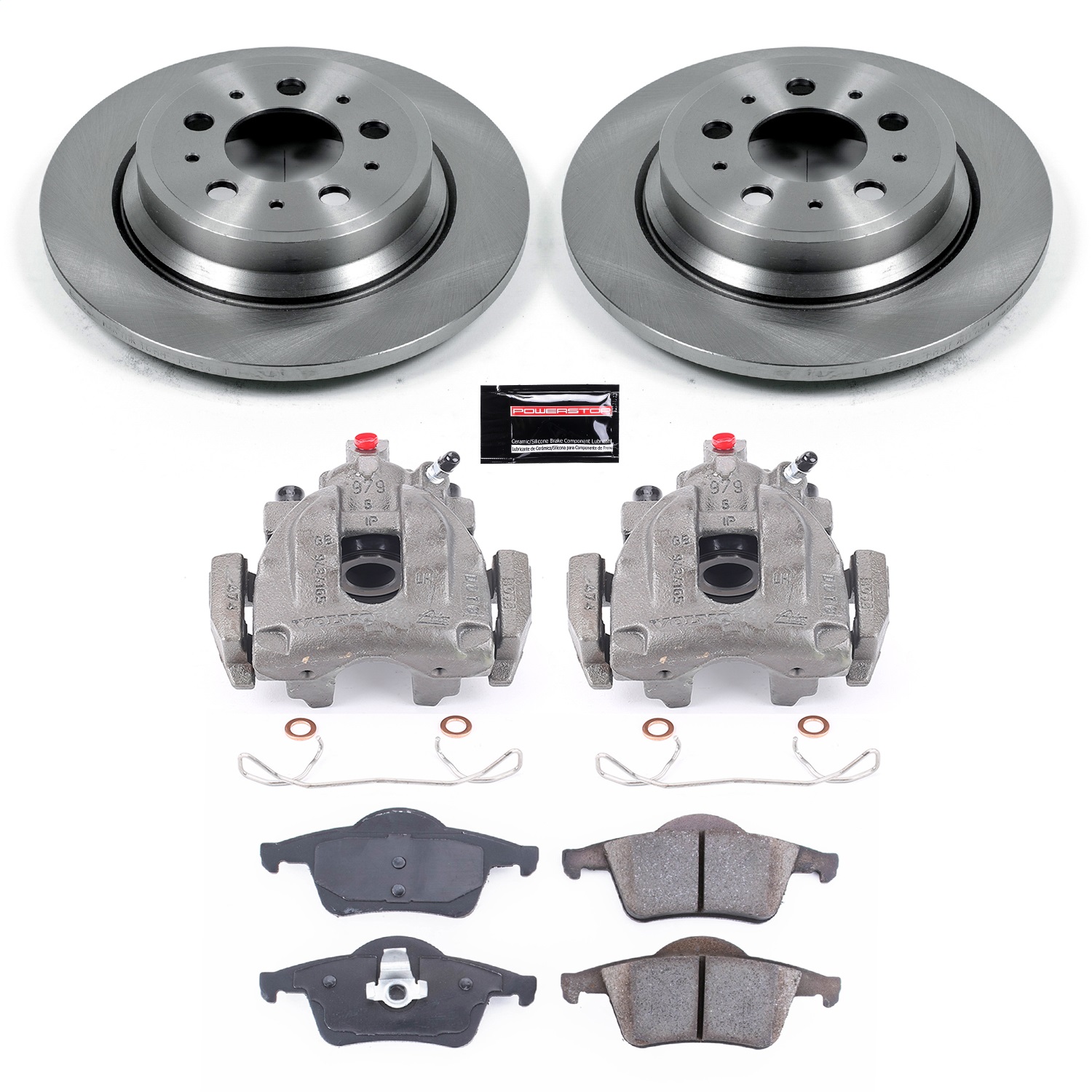 Power Stop - KCOE5196 - Rear - Disc Brake Pad/Caliper and Rotor Kit