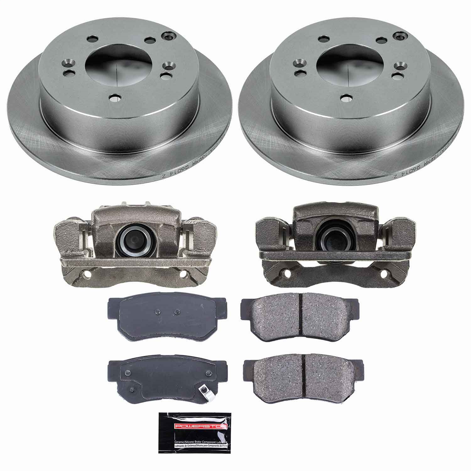 Power Stop - KCOE5214 - Rear - Disc Brake Pad/Caliper and Rotor Kit