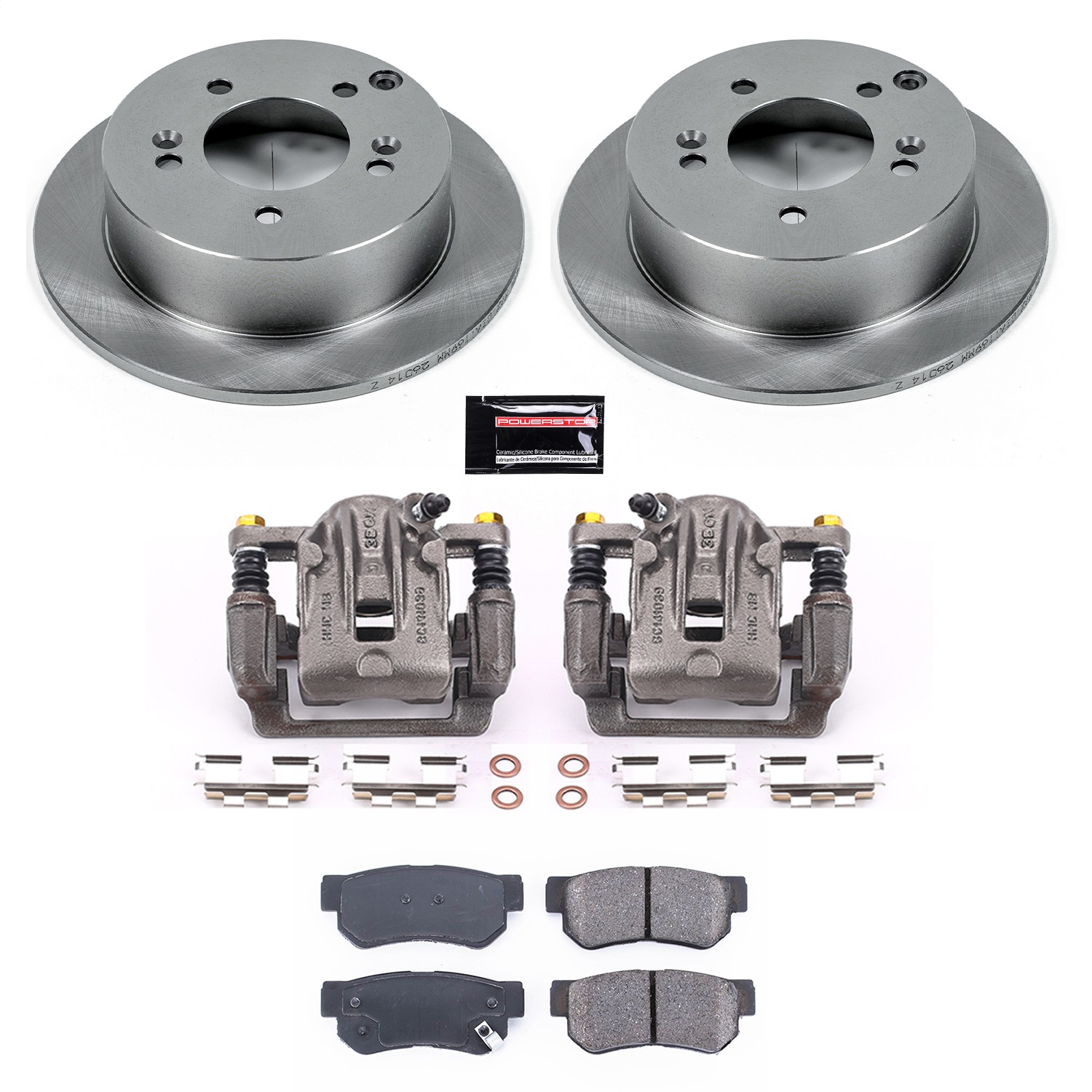 Power Stop - KCOE5214A - Rear - Disc Brake Pad/Caliper and Rotor Kit