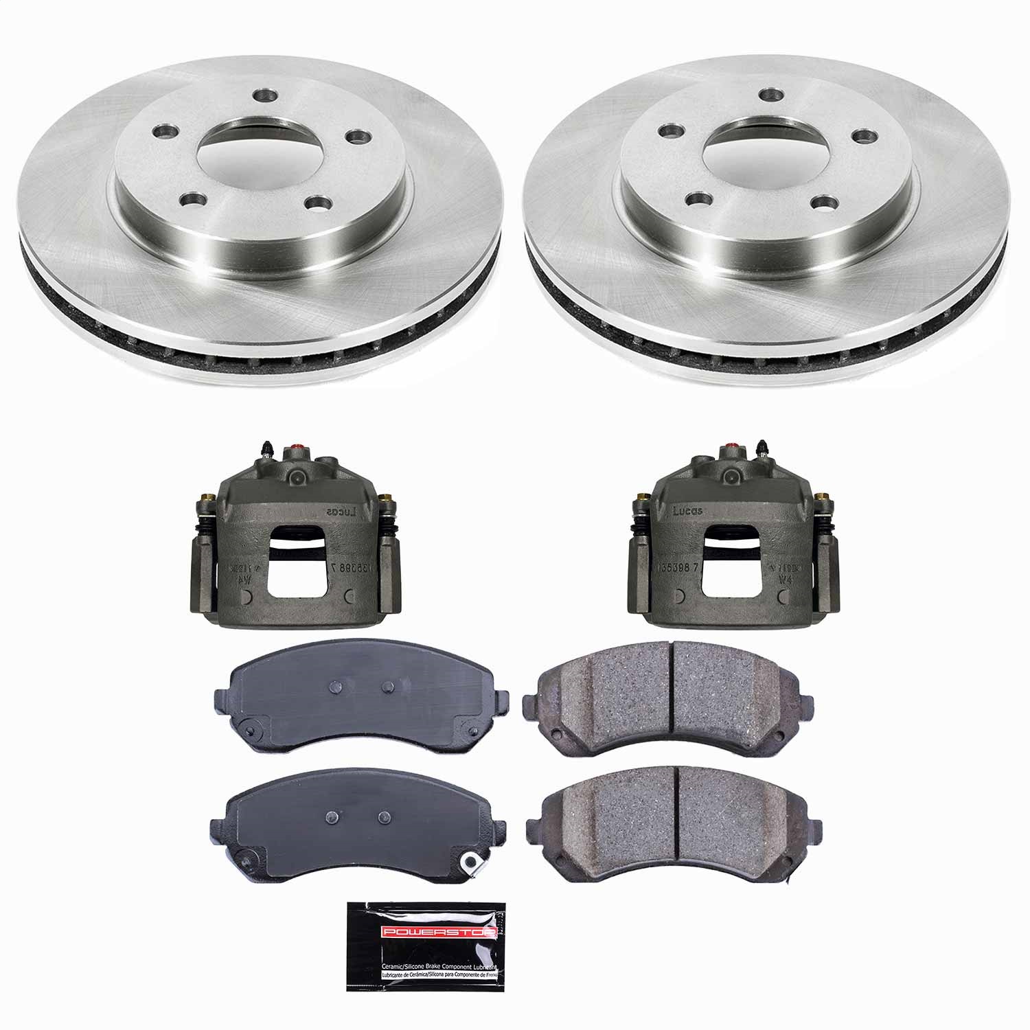 Power Stop - KCOE5233 - Front - Disc Brake Pad/Caliper and Rotor Kit
