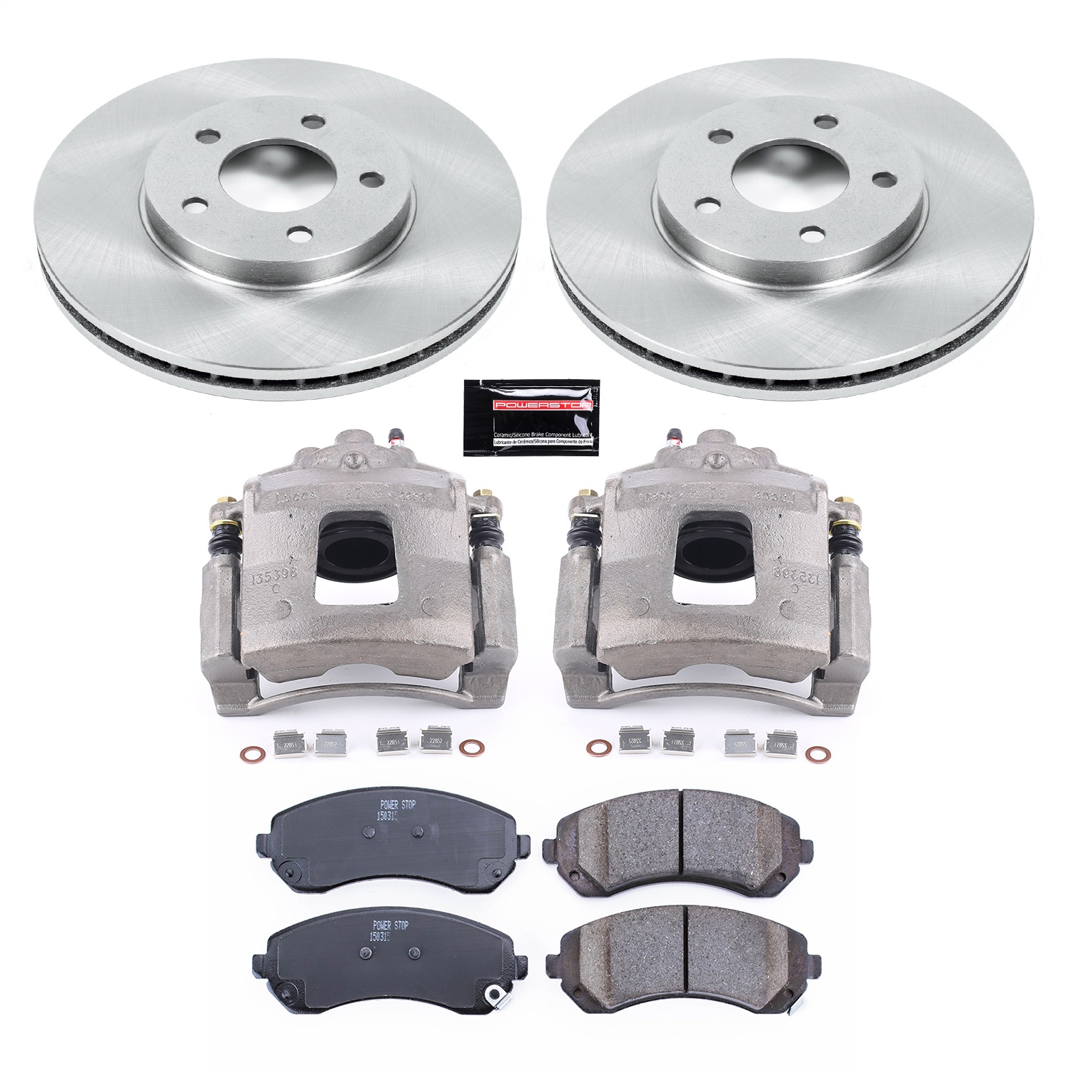 Power Stop - KCOE5234 - Front - Disc Brake Pad/Caliper and Rotor Kit
