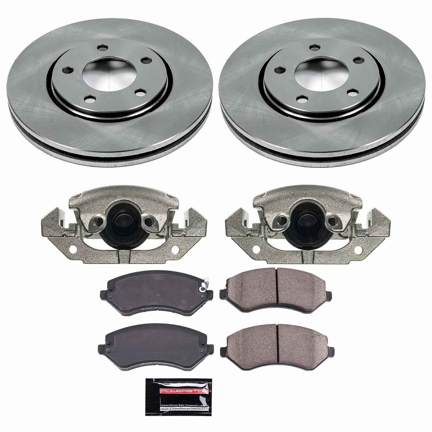 Power Stop - KCOE5244B - Front - Disc Brake Pad/Caliper and Rotor Kit