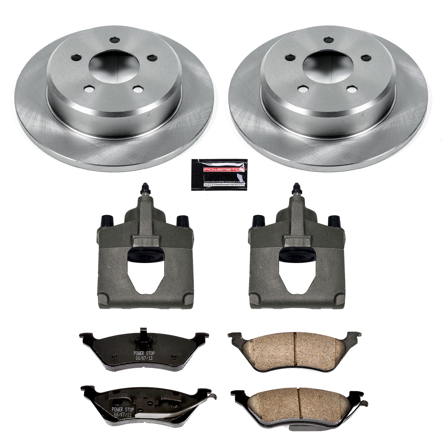 Power Stop - KCOE5248 - Rear - Disc Brake Pad/Caliper and Rotor Kit