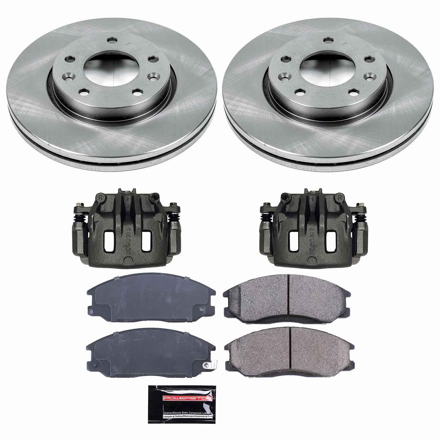 Power Stop - KCOE5252 - Front - Disc Brake Pad/Caliper and Rotor Kit