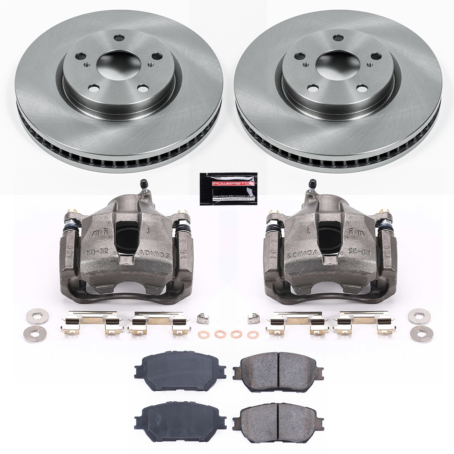 Power Stop - KCOE5272 - Front - Disc Brake Pad/Caliper and Rotor Kit