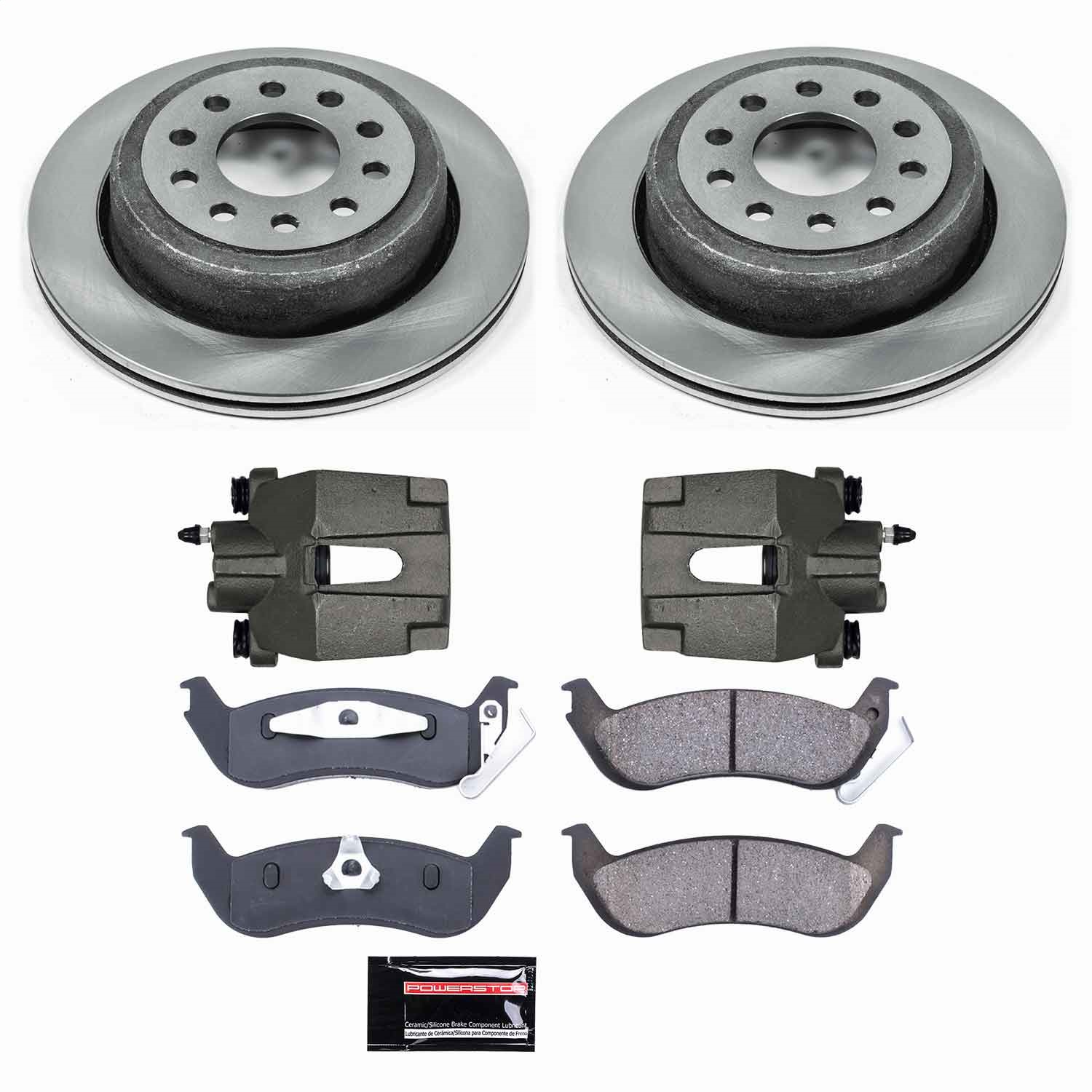 Power Stop - KCOE5293 - Rear - Disc Brake Pad/Caliper and Rotor Kit