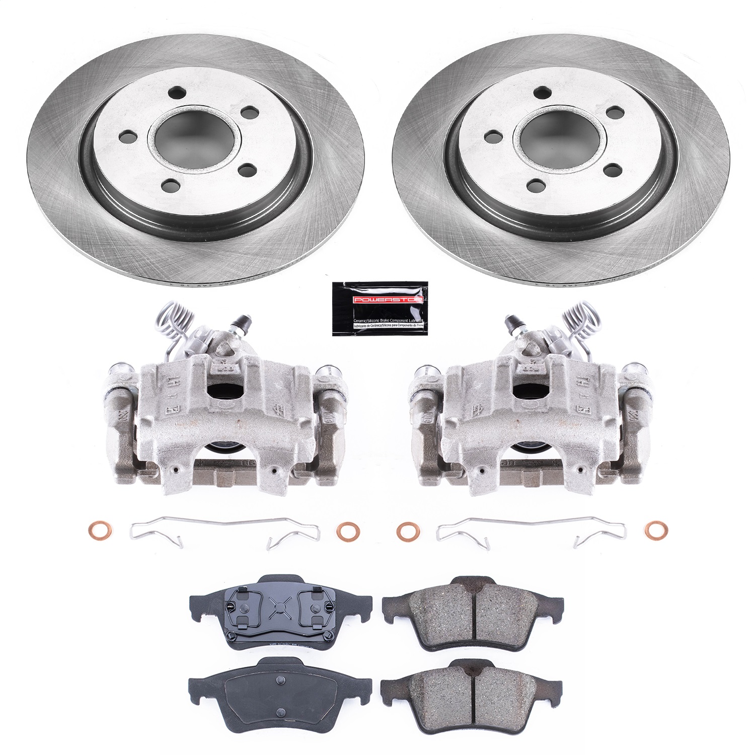 Power Stop - KCOE5309A - Rear - Disc Brake Pad/Caliper and Rotor Kit