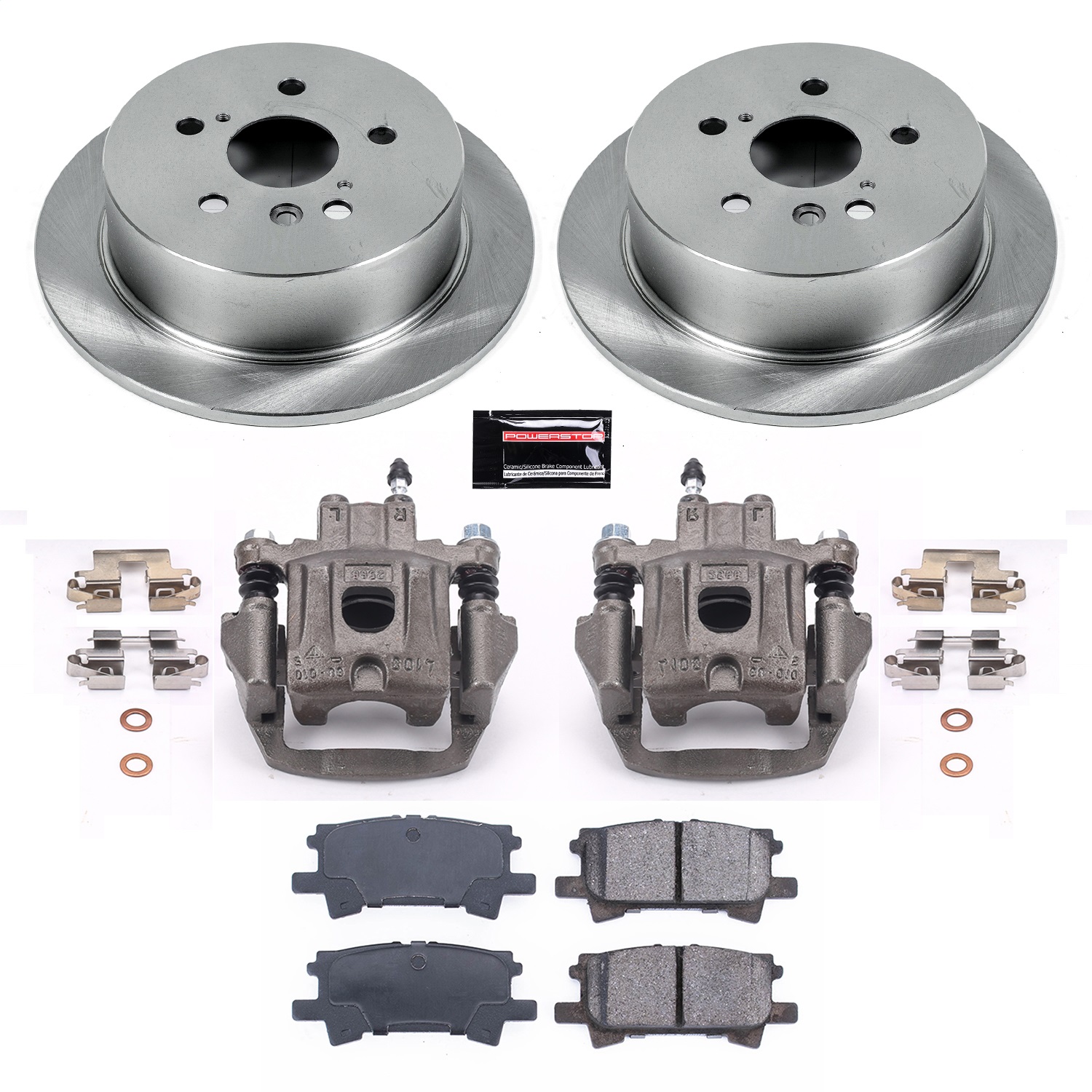 Power Stop - KCOE5333A - Rear - Disc Brake Pad/Caliper and Rotor Kit