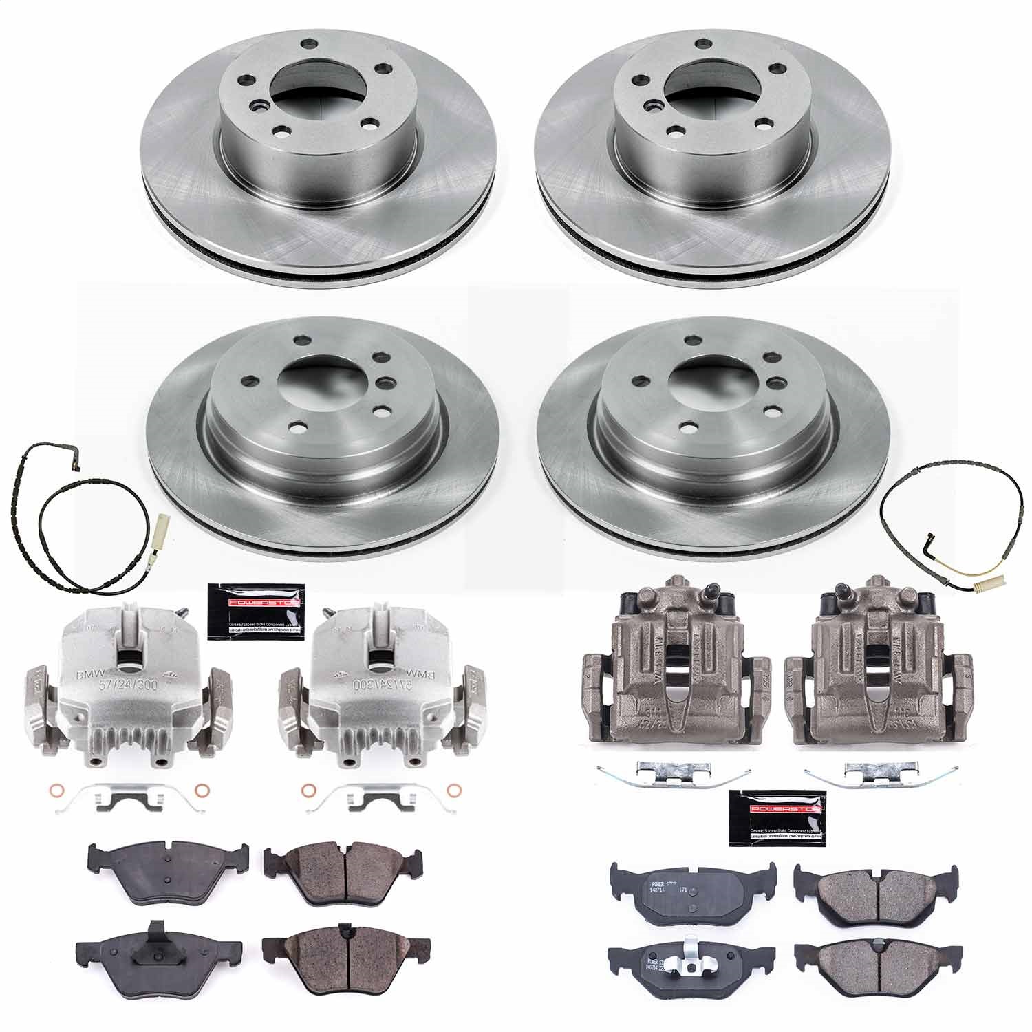 Power Stop - KCOE5357 - Front and Rear - Disc Brake Pad/Caliper and Rotor Kit