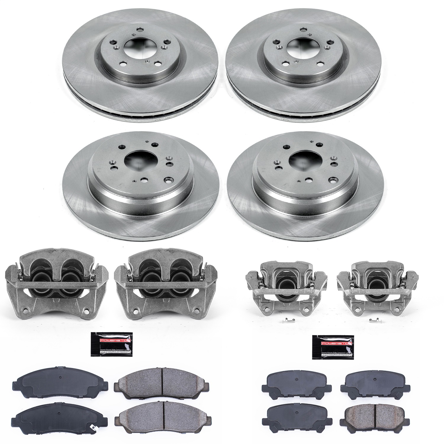 Power Stop - KCOE5369 - Front and Rear - Disc Brake Pad/Caliper and Rotor Kit