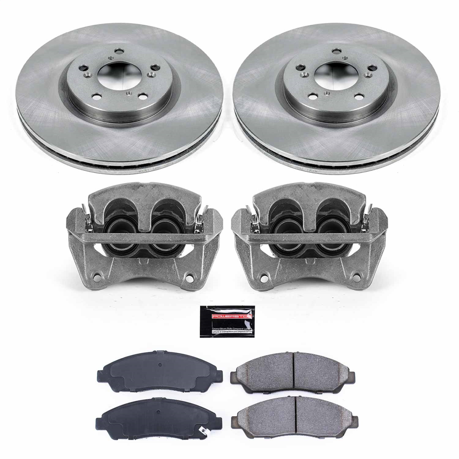 Power Stop - KCOE5370 - Front - Disc Brake Pad/Caliper and Rotor Kit