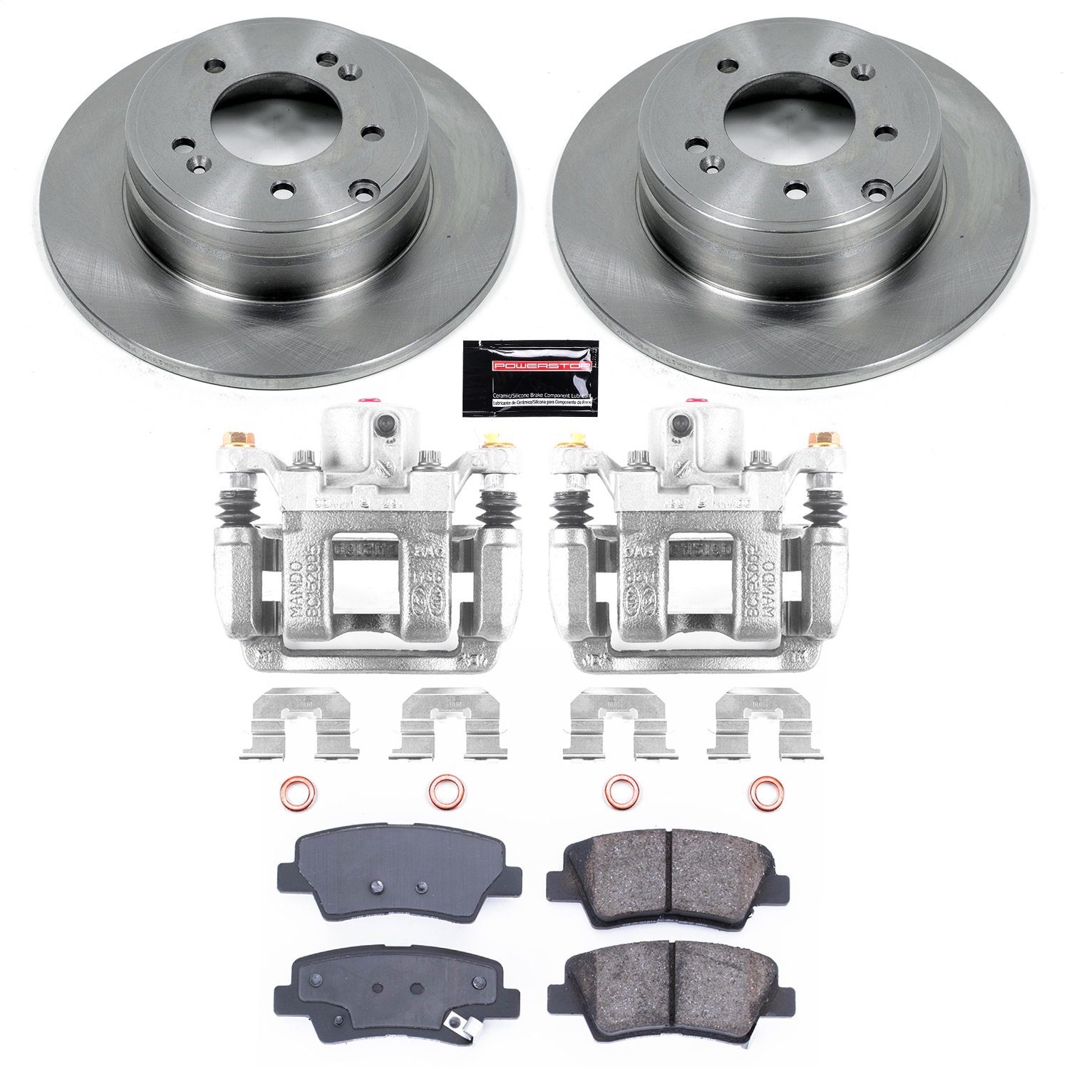 Power Stop - KCOE5381 - Rear - Disc Brake Pad/Caliper and Rotor Kit