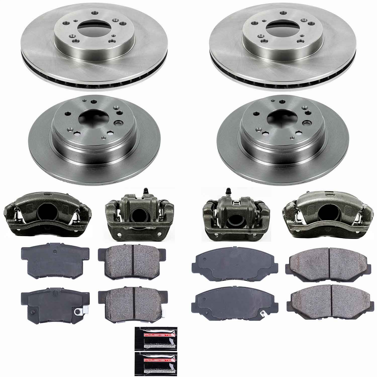 Power Stop - KCOE5389 - Front and Rear - Disc Brake Pad/Caliper and Rotor Kit