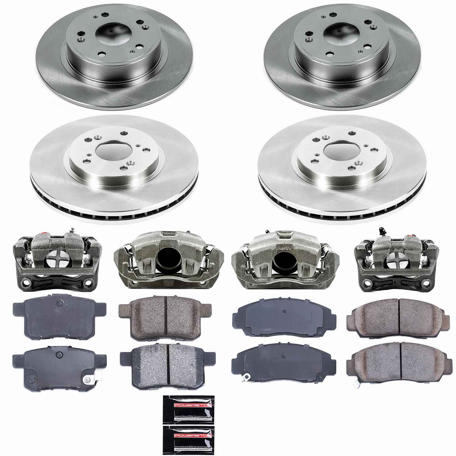 Power Stop - KCOE5391 - Front and Rear - Disc Brake Pad/Caliper and Rotor Kit