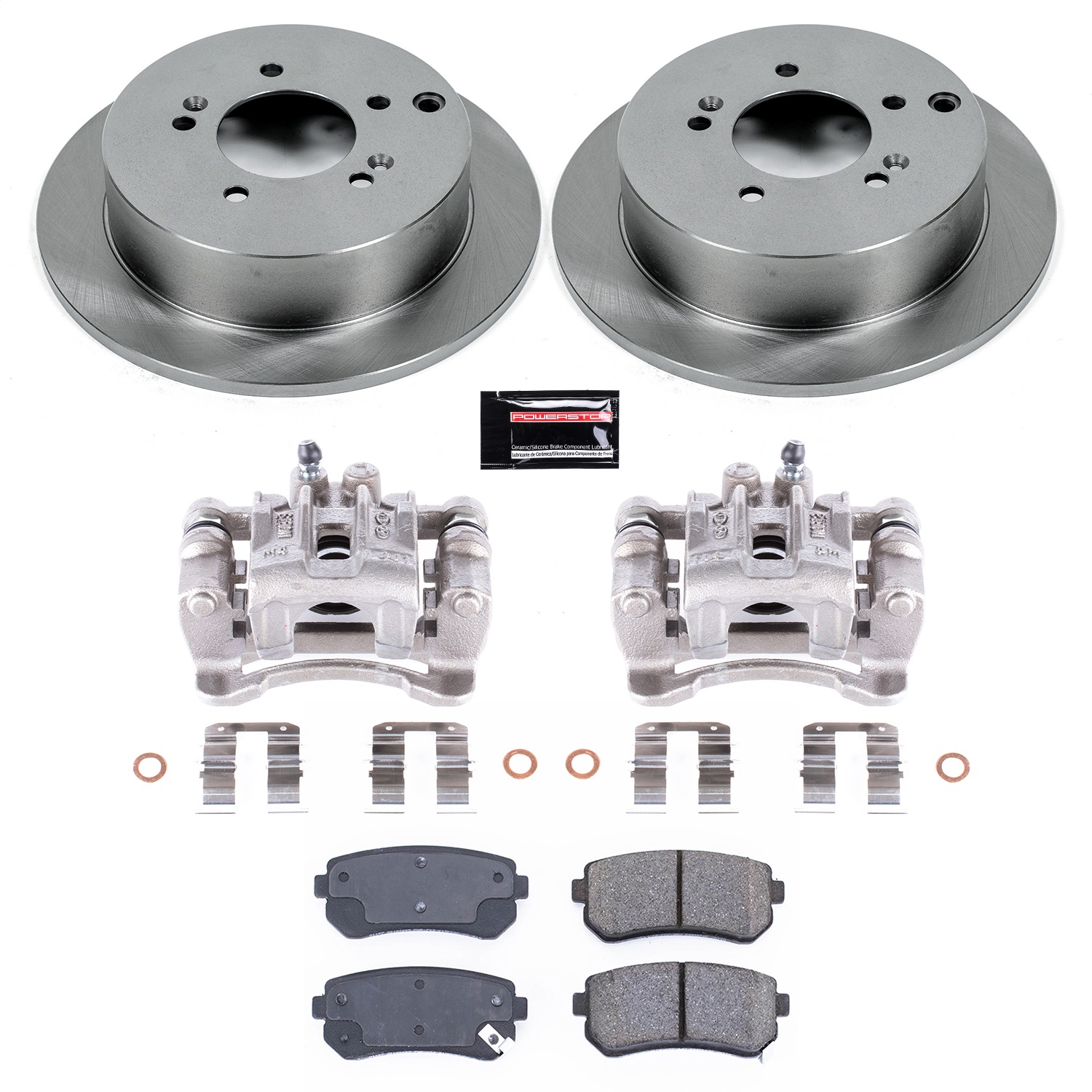 Power Stop - KCOE5394 - Rear - Disc Brake Pad/Caliper and Rotor Kit