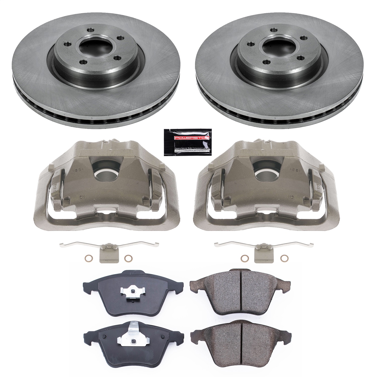 Power Stop - KCOE5430 - Front - Disc Brake Pad/Caliper and Rotor Kit